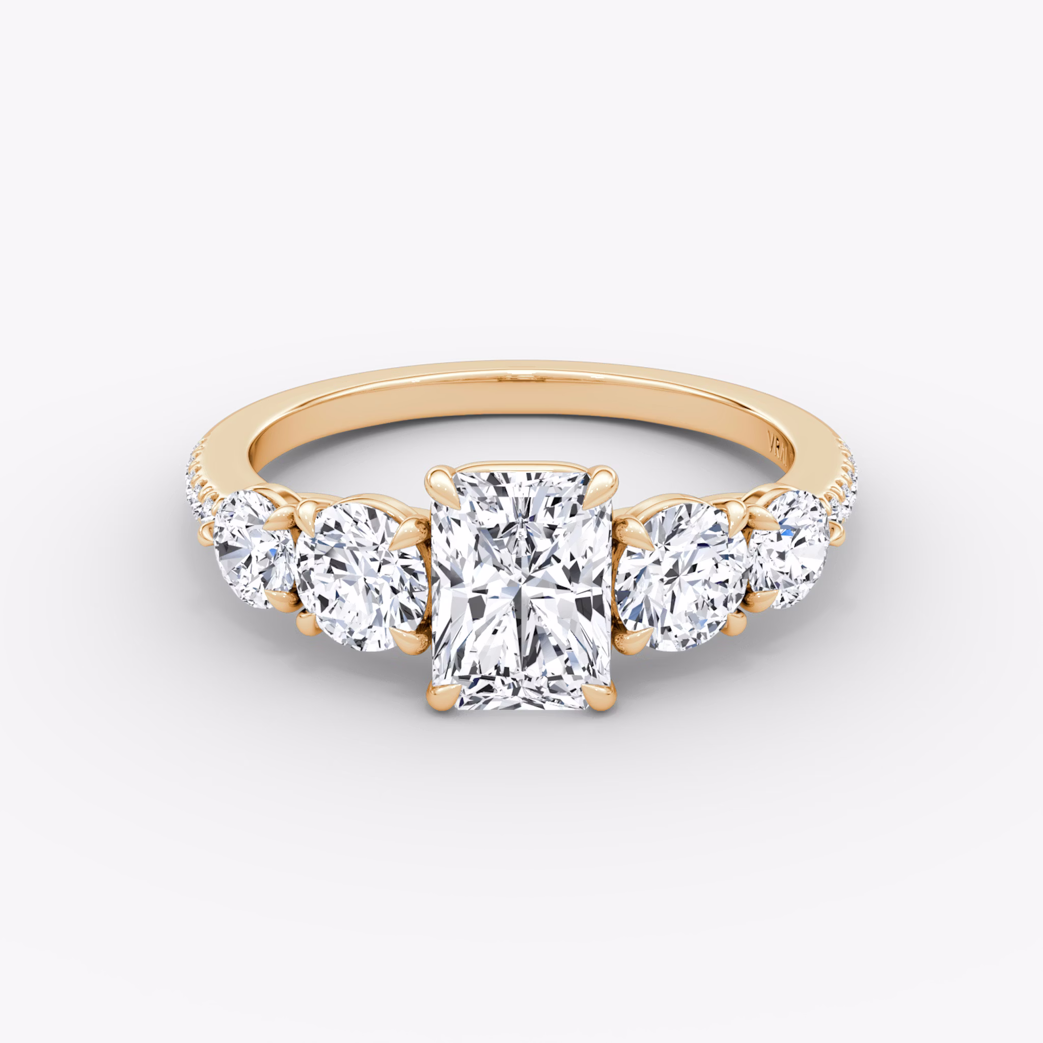 The Signature Five Stone | Radiant | 14k | Rose Gold | bandAccent: Pavé | diamondOrientation: vertical | caratWeight: other