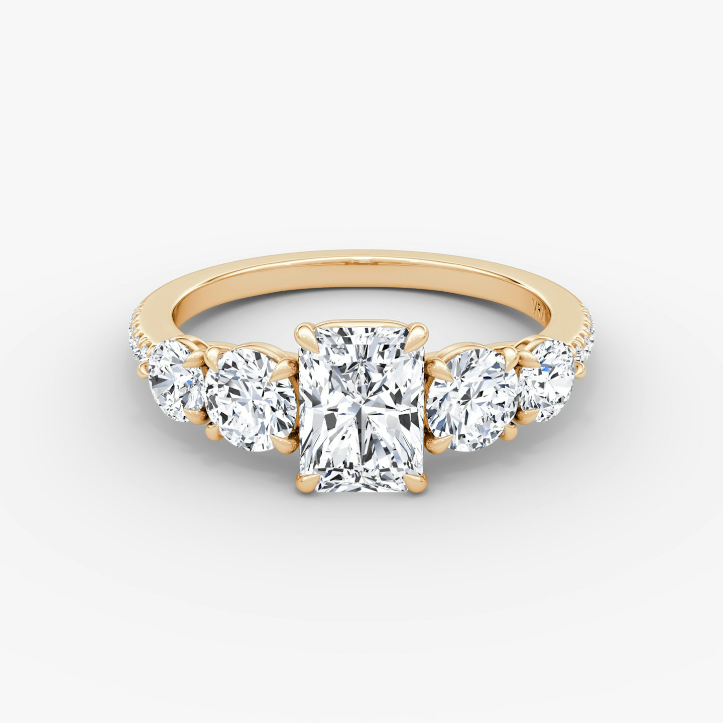 The Signature Five Stone | Radiant | 14k | Rose Gold | bandAccent: Pavé | diamondOrientation: vertical | caratWeight: other