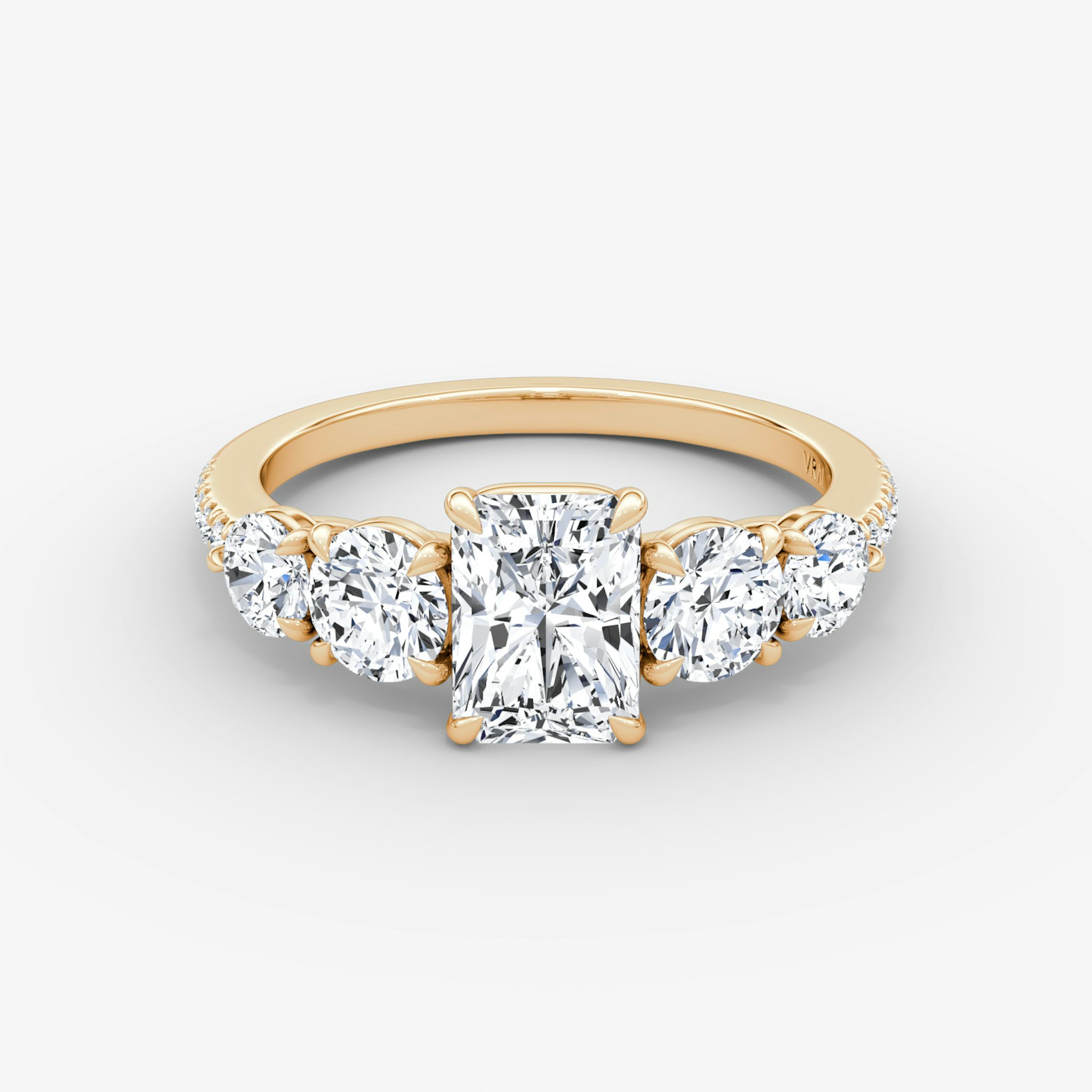 The Signature Five Stone | Radiant | 14k | Rose Gold | bandAccent: Pavé | diamondOrientation: vertical | caratWeight: other