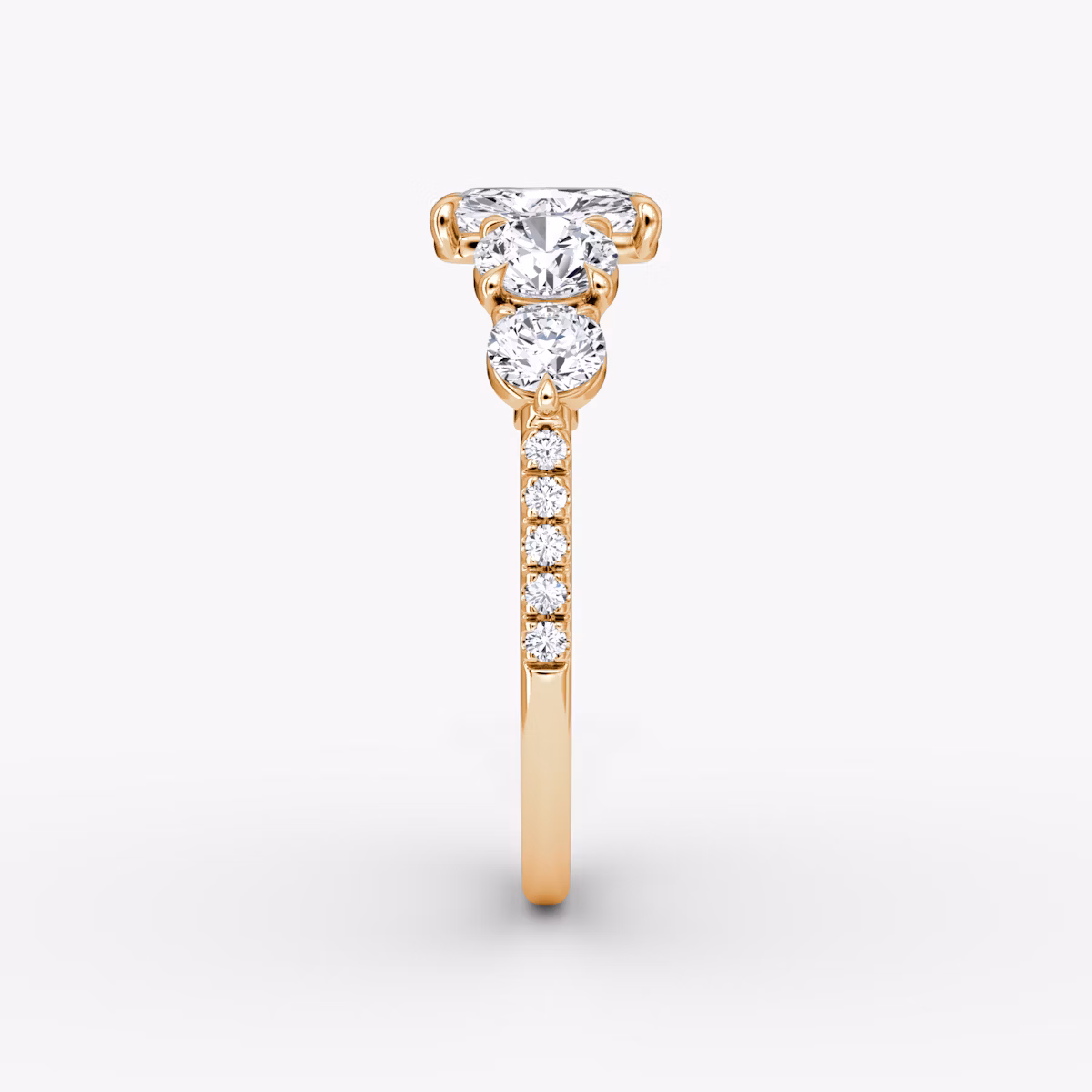 The Signature Five Stone | Radiant | 14k | Rose Gold | bandAccent: Pavé | diamondOrientation: vertical | caratWeight: other