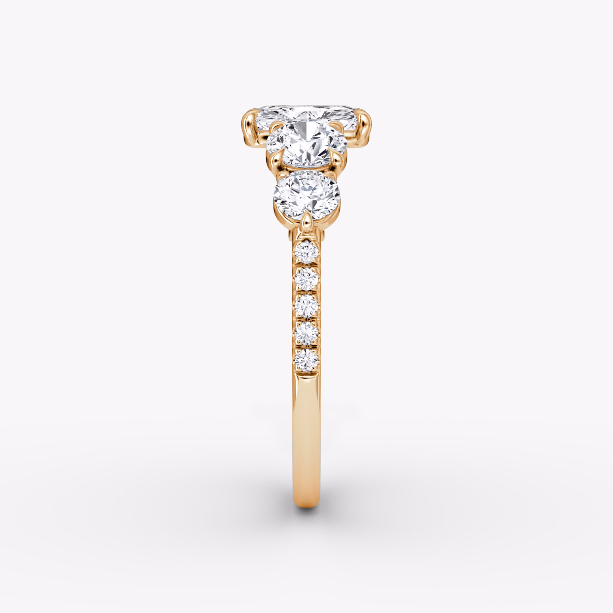 The Signature Five Stone | Radiant | 14k | Rose Gold | bandAccent: Pavé | diamondOrientation: vertical | caratWeight: other