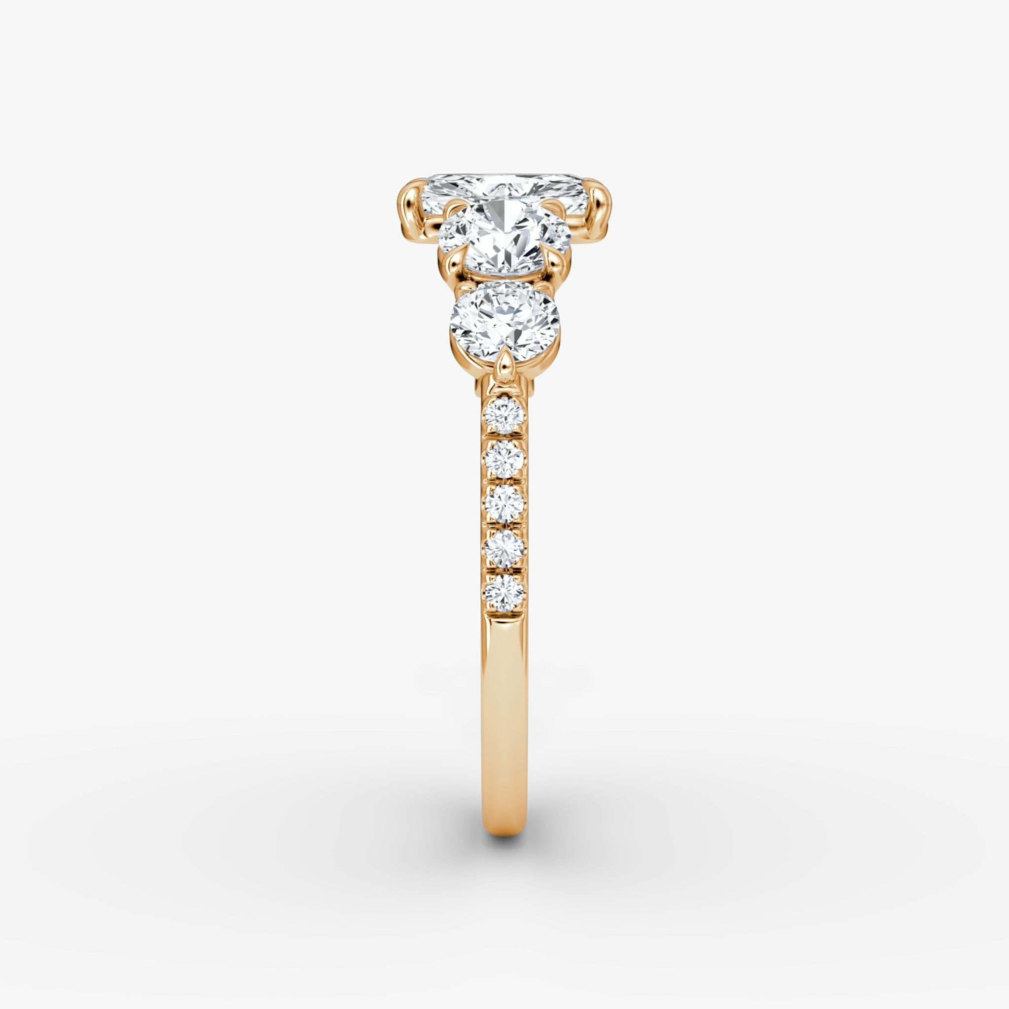 The Signature Five Stone | Radiant | 14k | Rose Gold | bandAccent: Pavé | diamondOrientation: vertical | caratWeight: other