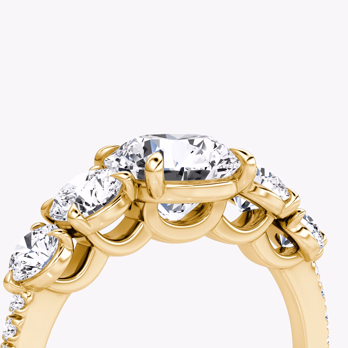 The Signature Five Stone | Round Brilliant | 18k | Yellow Gold | bandAccent: Pavé | caratWeight: 2.0ct | diamondOrientation: vertical