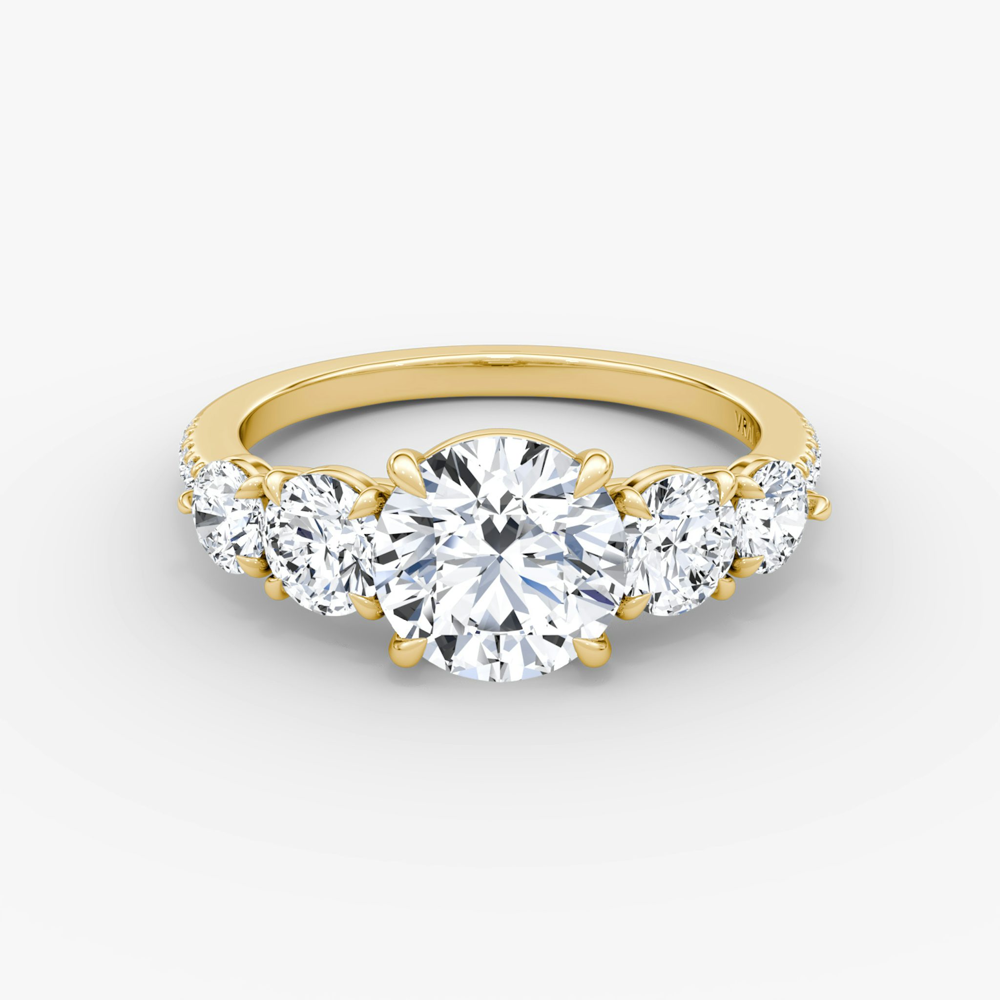 The Signature Five Stone | Round Brilliant | 18k | Yellow Gold | bandAccent: Pavé | caratWeight: other | diamondOrientation: vertical