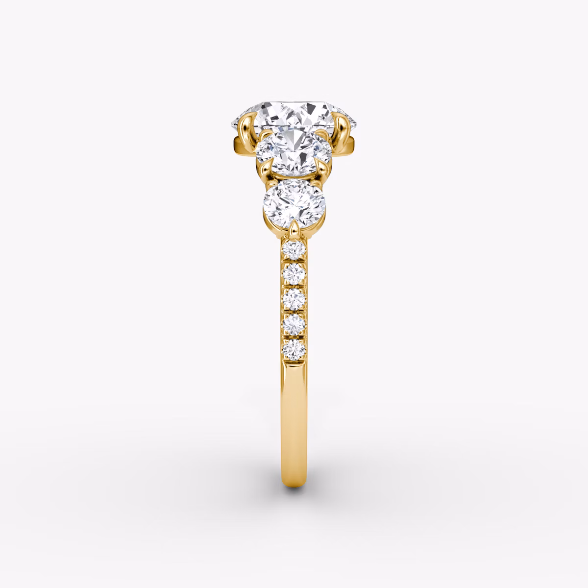 The Signature Five Stone | Round Brilliant | 18k | Yellow Gold | bandAccent: Pavé | caratWeight: 2.0ct | diamondOrientation: vertical