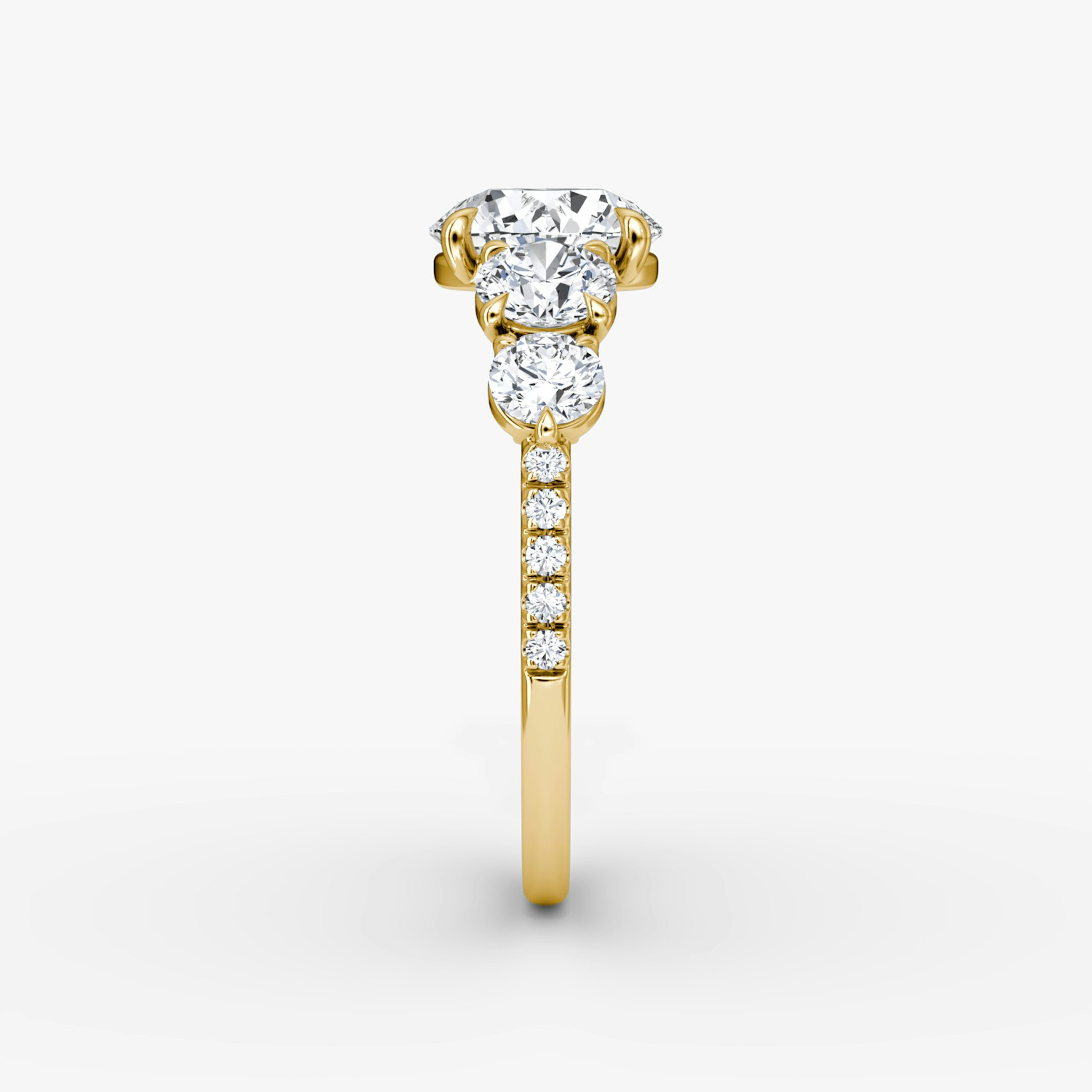 The Signature Five Stone | Round Brilliant | 18k | Yellow Gold | bandAccent: Pavé | caratWeight: other | diamondOrientation: vertical