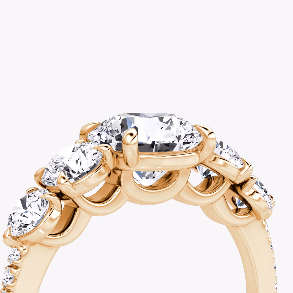 The Signature Five Stone | Round Brilliant | 14k | Rose Gold | bandAccent: Pavé | caratWeight: 1.5ct | diamondOrientation: vertical