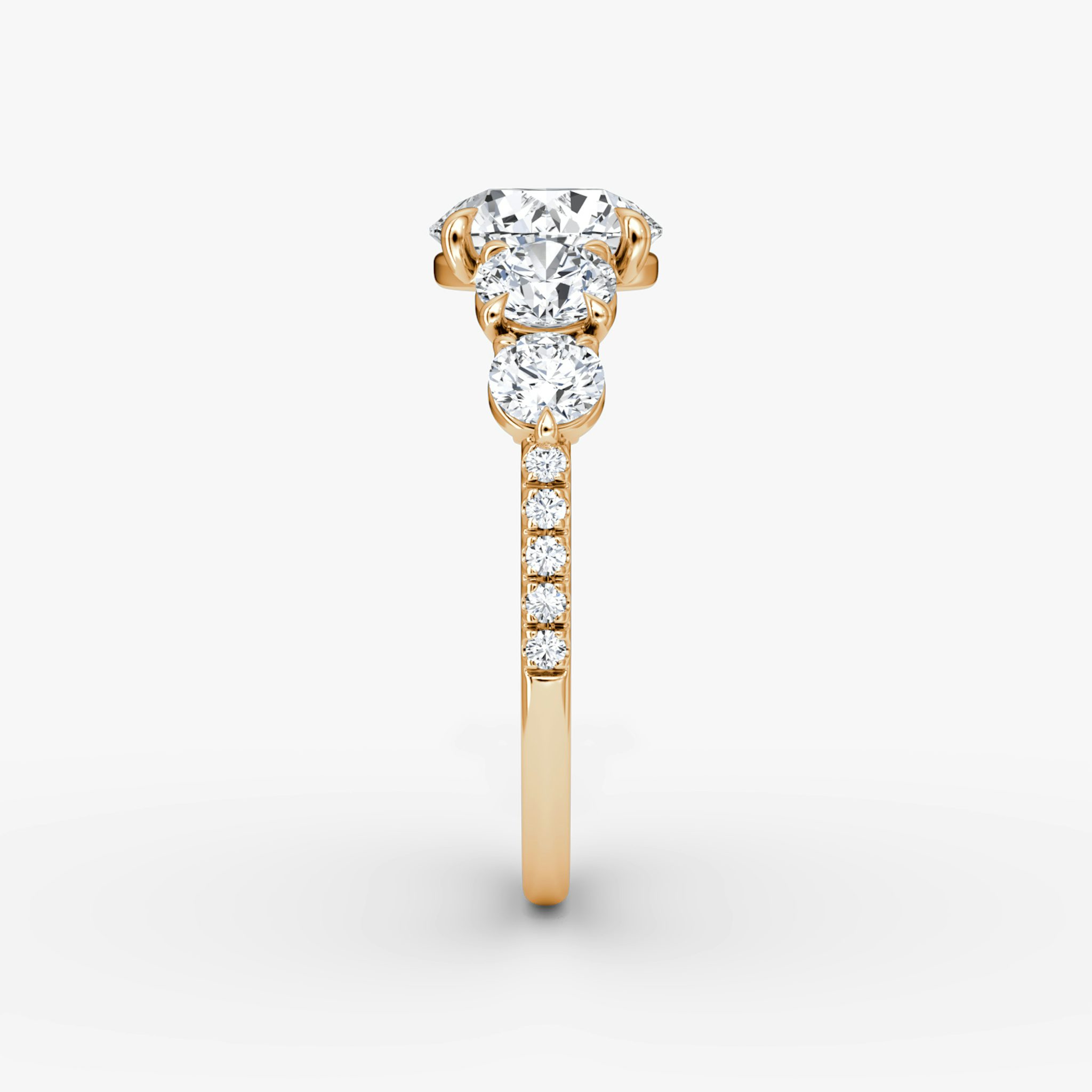 The Signature Five Stone | Round Brilliant | 14k | Rose Gold | bandAccent: Pavé | caratWeight: other | diamondOrientation: vertical