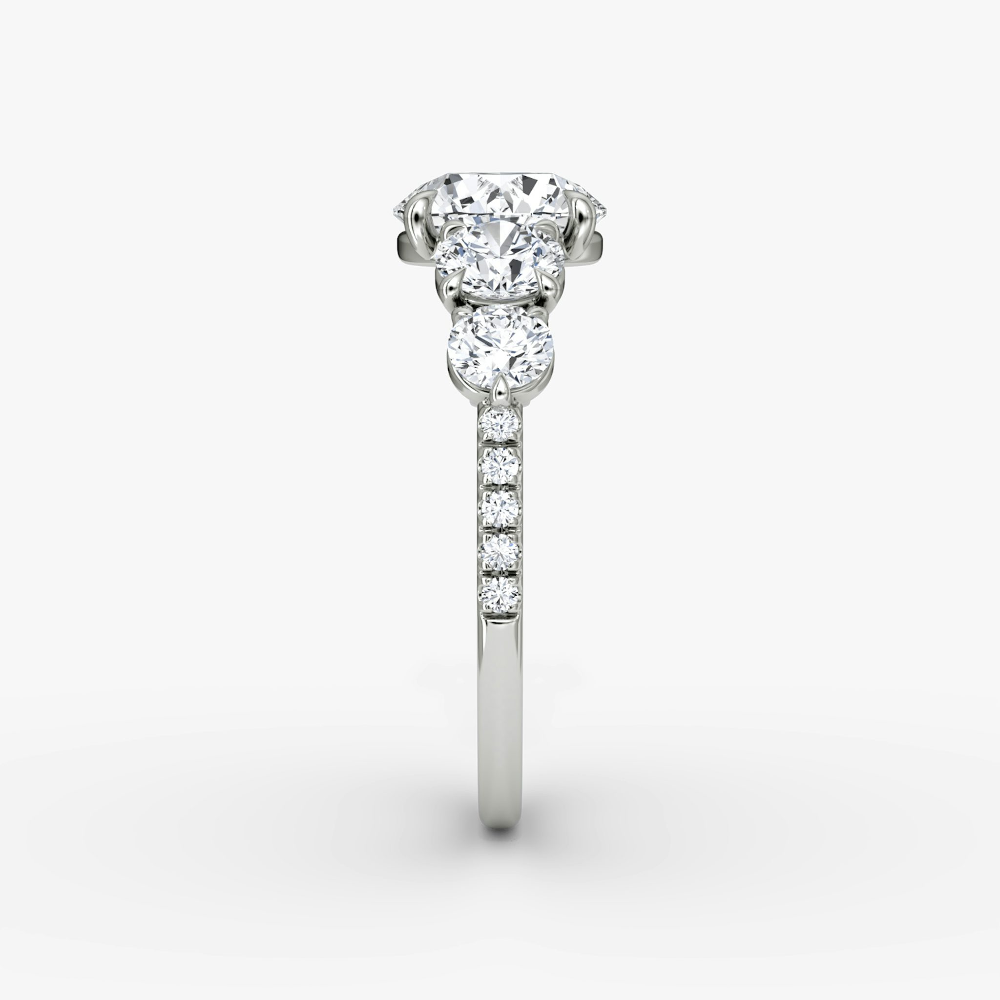 The Signature Five Stone | Round Brilliant | 18k | White Gold | bandAccent: Pavé | caratWeight: other | diamondOrientation: vertical