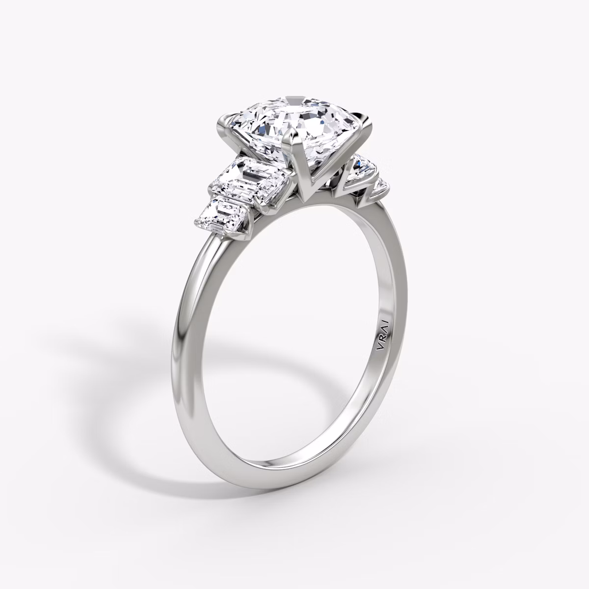 The Statement Five Stone | Asscher | 18k | White Gold | bandAccent: Plain | diamondOrientation: vertical | caratWeight: other