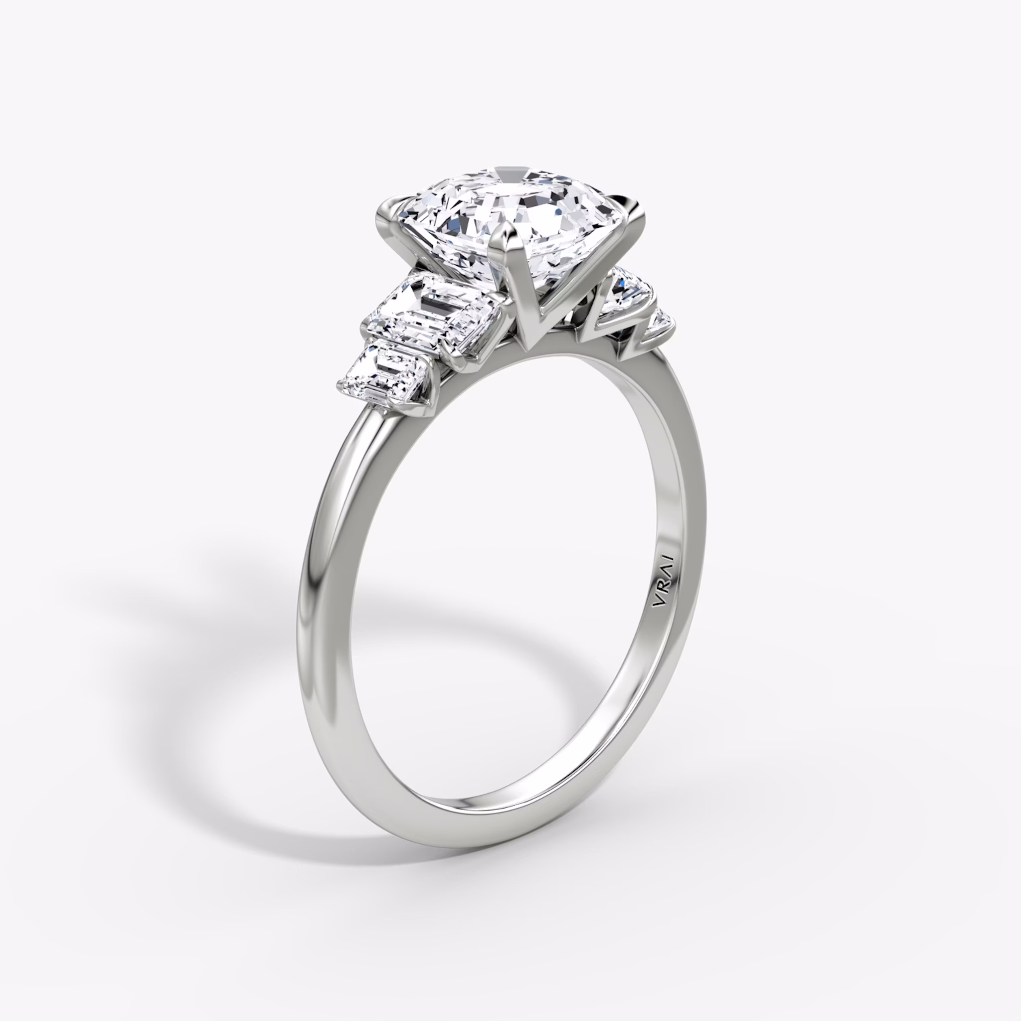 The Statement Five Stone | Asscher | 18k | White Gold | bandAccent: Plain | diamondOrientation: vertical | caratWeight: other