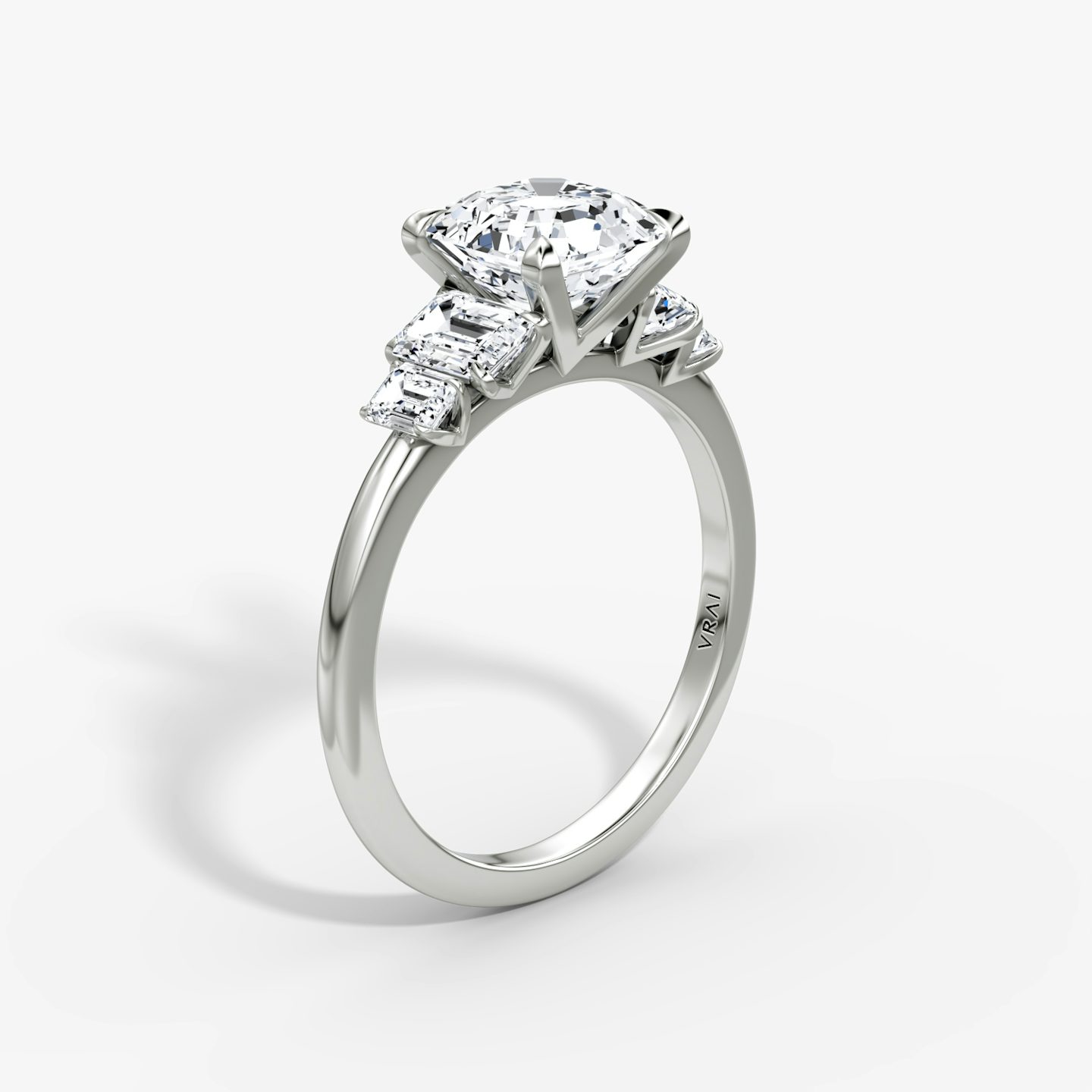 The Statement Five Stone | Asscher | Platinum | bandAccent: Plain | diamondOrientation: vertical | caratWeight: other
