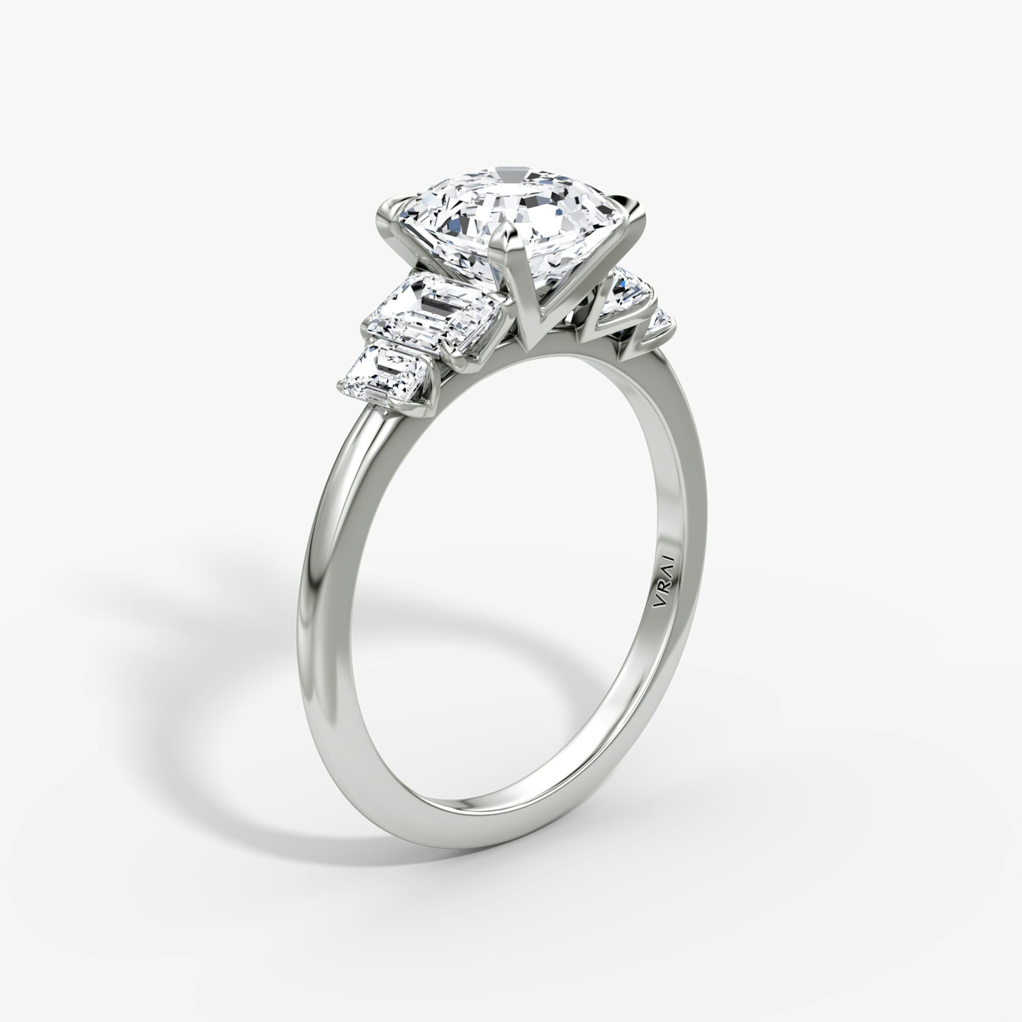 The Statement Five Stone | Asscher | 18k | White Gold | bandAccent: Plain | diamondOrientation: vertical | caratWeight: other