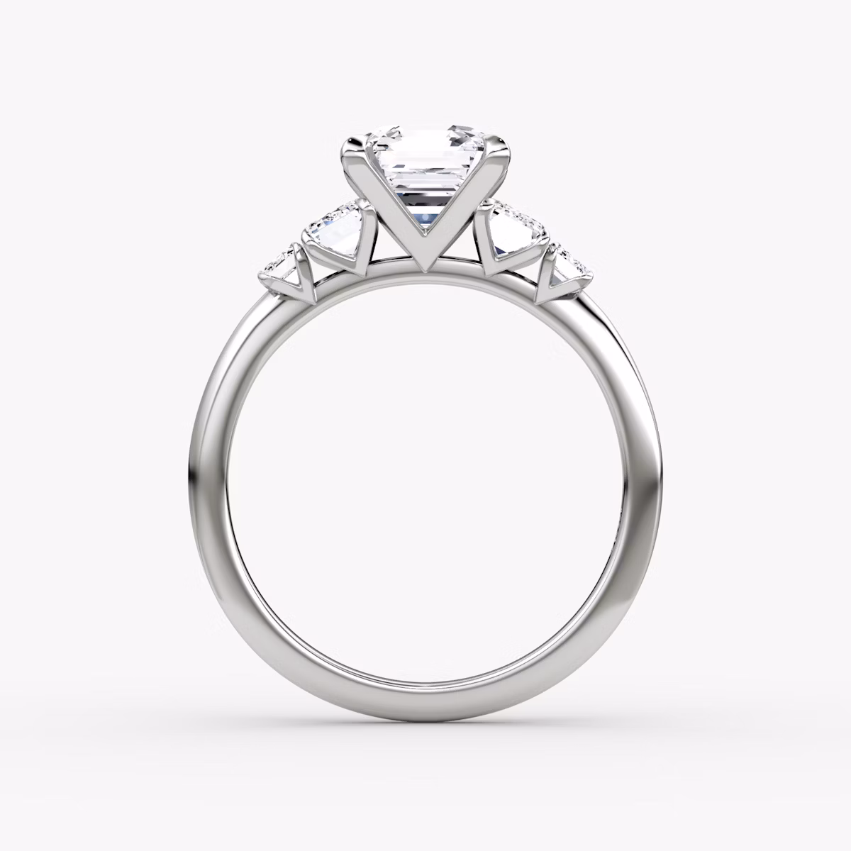 The Statement Five Stone | Asscher | 18k | White Gold | bandAccent: Plain | diamondOrientation: vertical | caratWeight: other