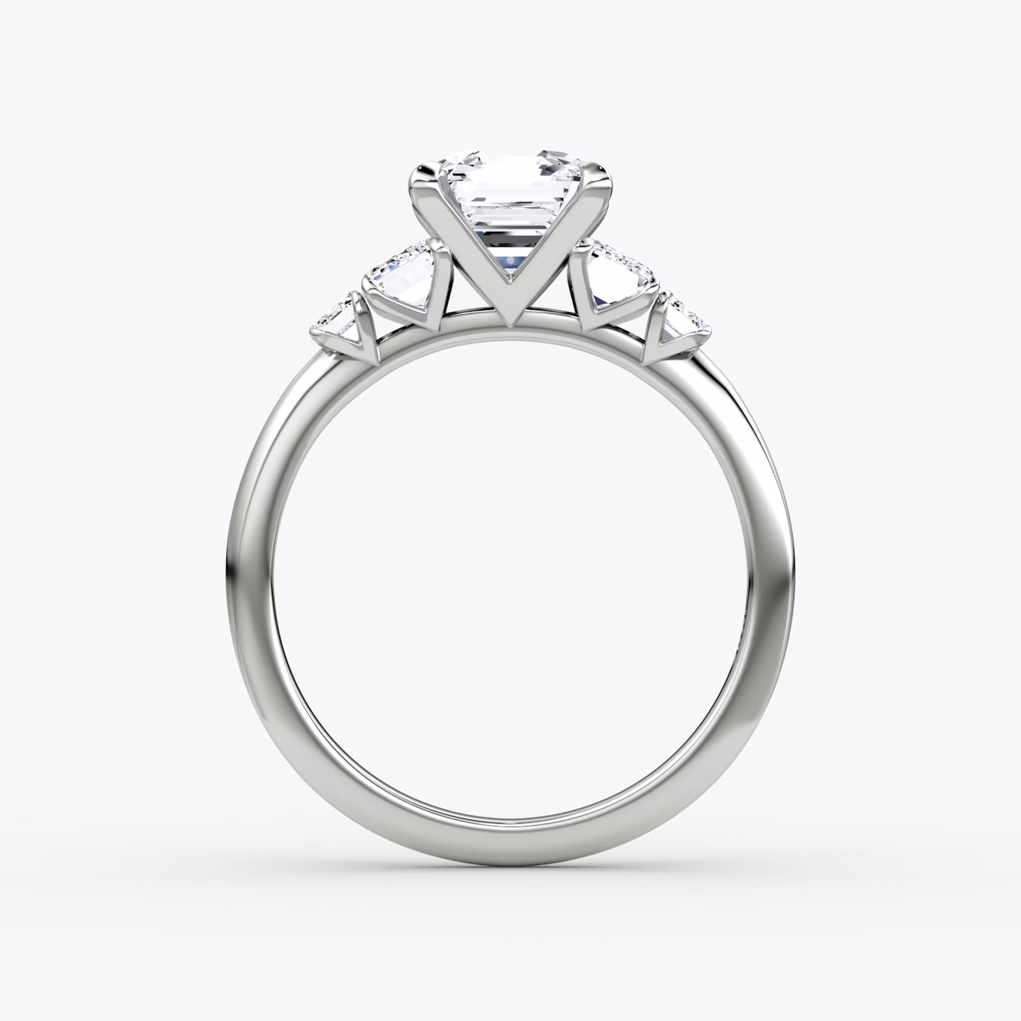 The Statement Five Stone | Asscher | 18k | White Gold | bandAccent: Plain | diamondOrientation: vertical | caratWeight: other
