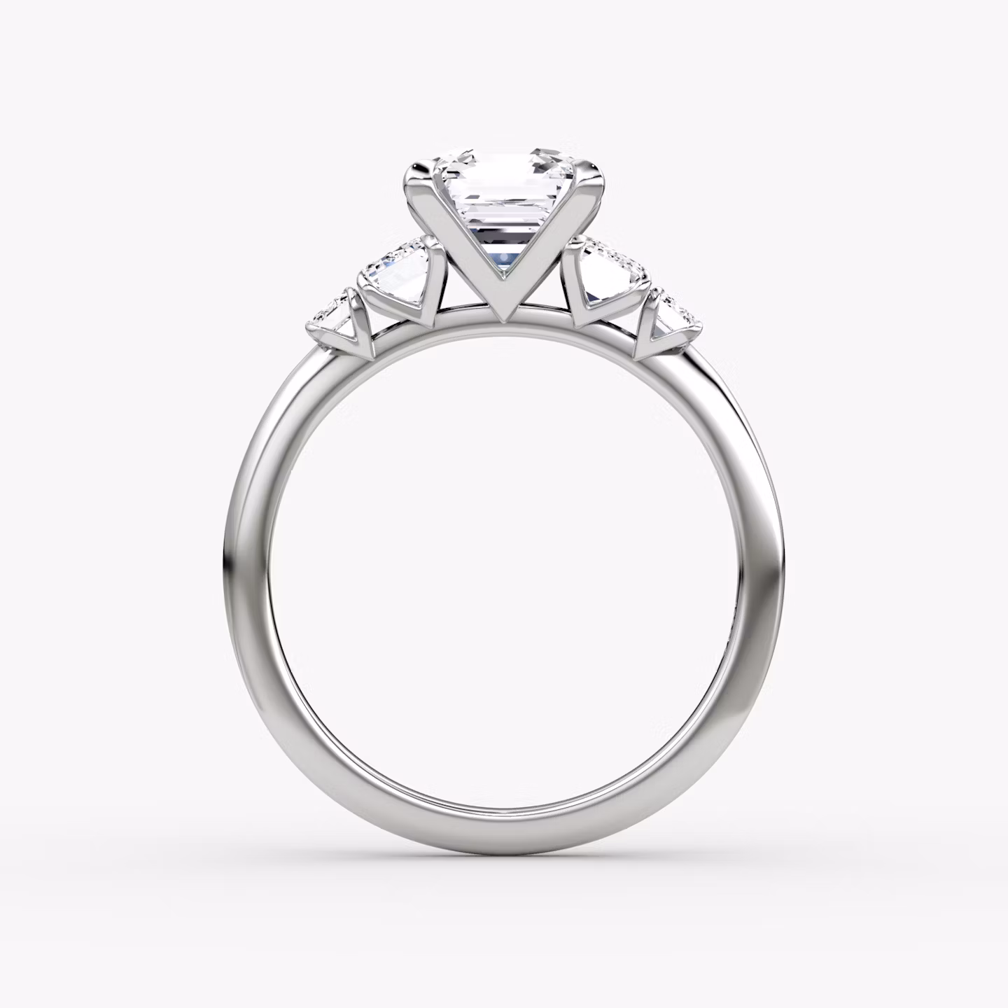 The Statement Five Stone | Asscher | Platinum | bandAccent: Plain | diamondOrientation: vertical | caratWeight: other