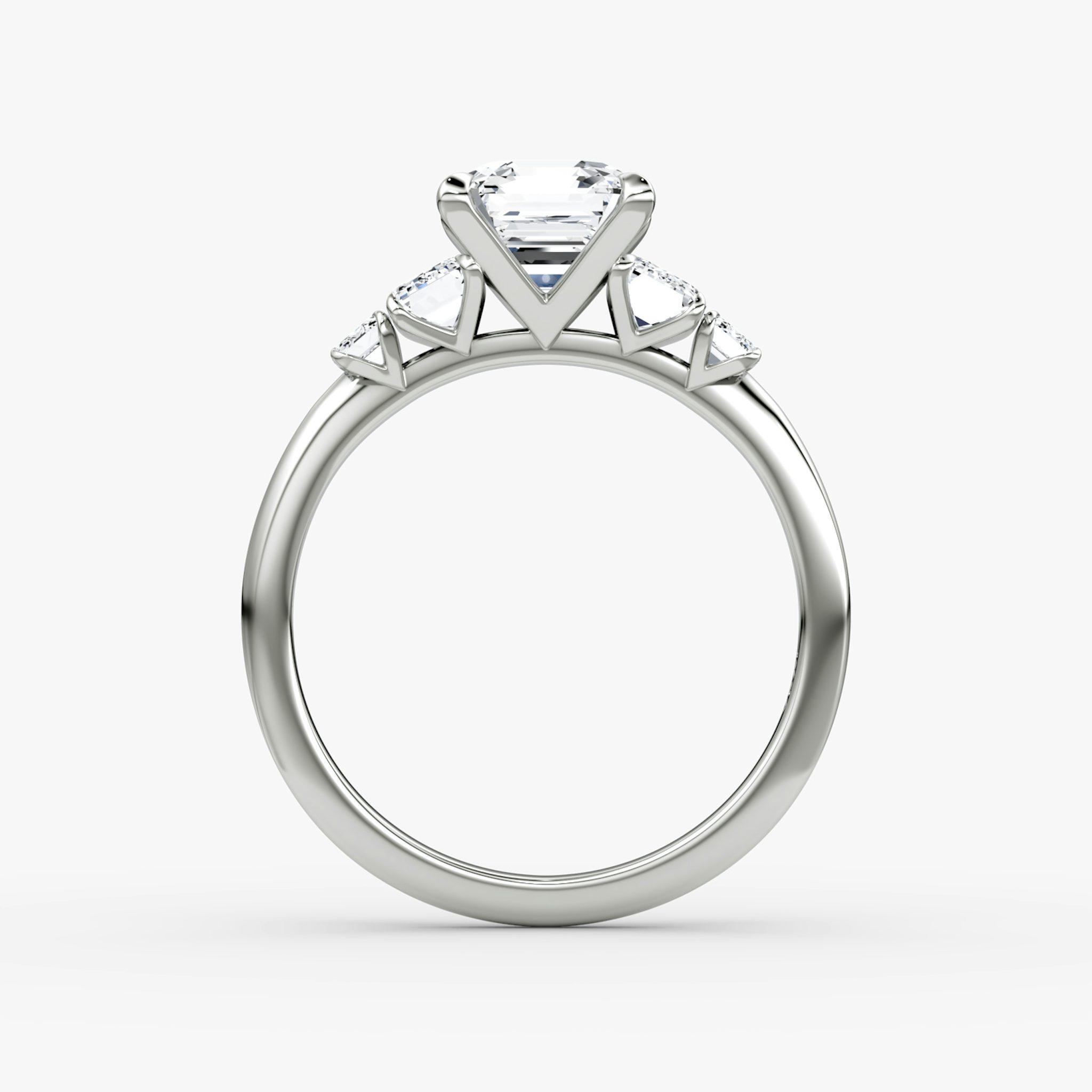 The Statement Five Stone | Asscher | 18k | White Gold | bandAccent: Plain | diamondOrientation: vertical | caratWeight: other