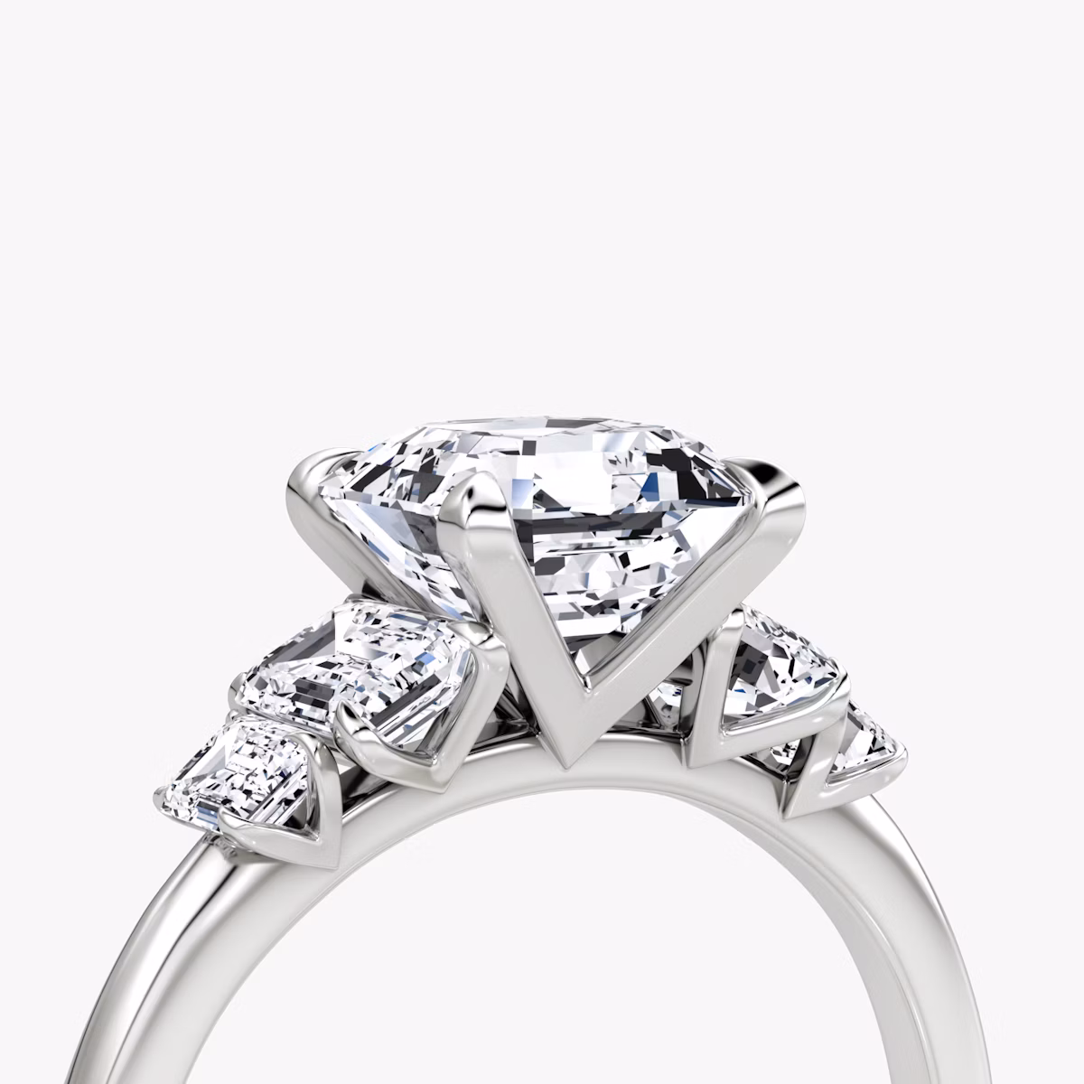 The Statement Five Stone | Asscher | 18k | White Gold | bandAccent: Plain | diamondOrientation: vertical | caratWeight: other