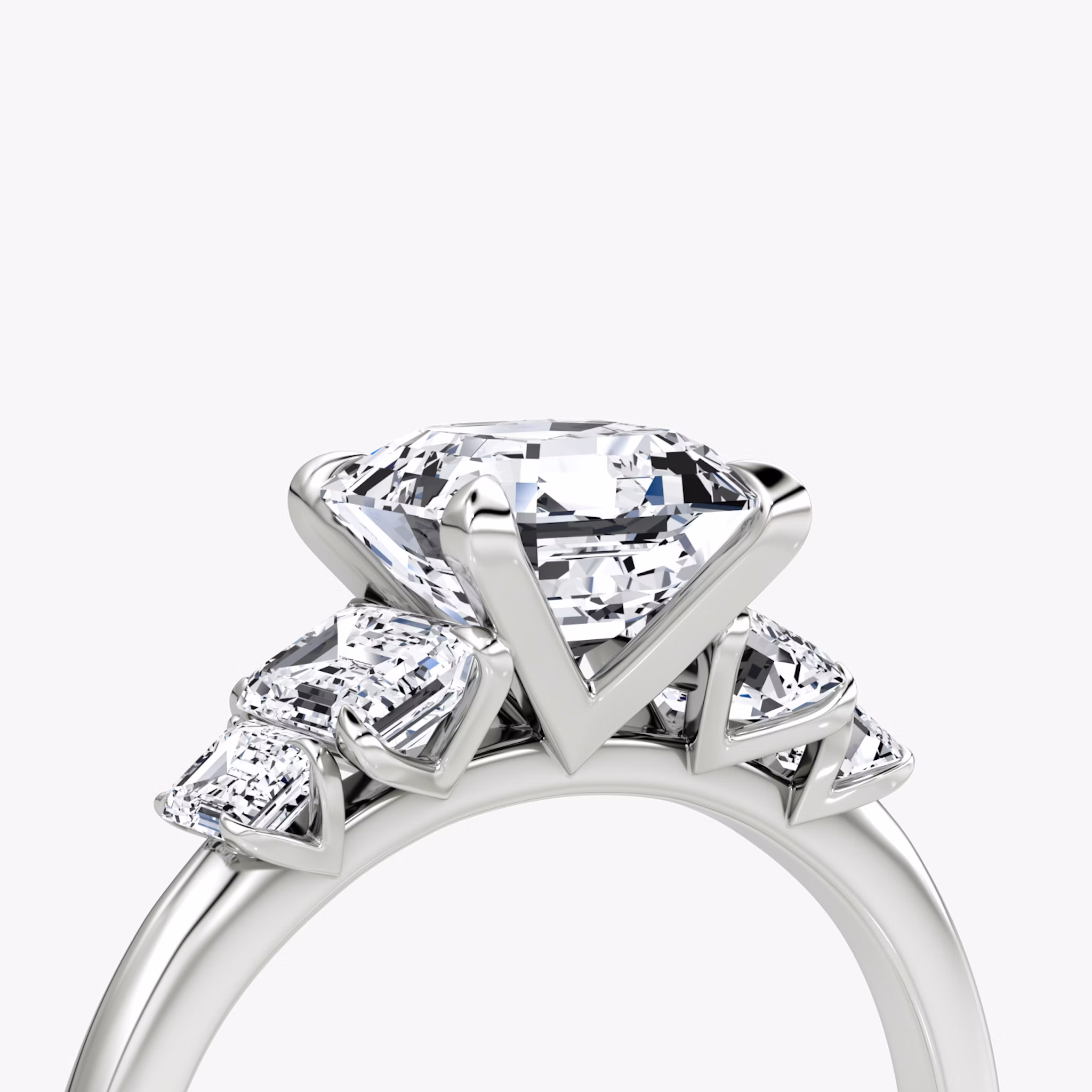 The Statement Five Stone | Asscher | 18k | White Gold | bandAccent: Plain | diamondOrientation: vertical | caratWeight: other