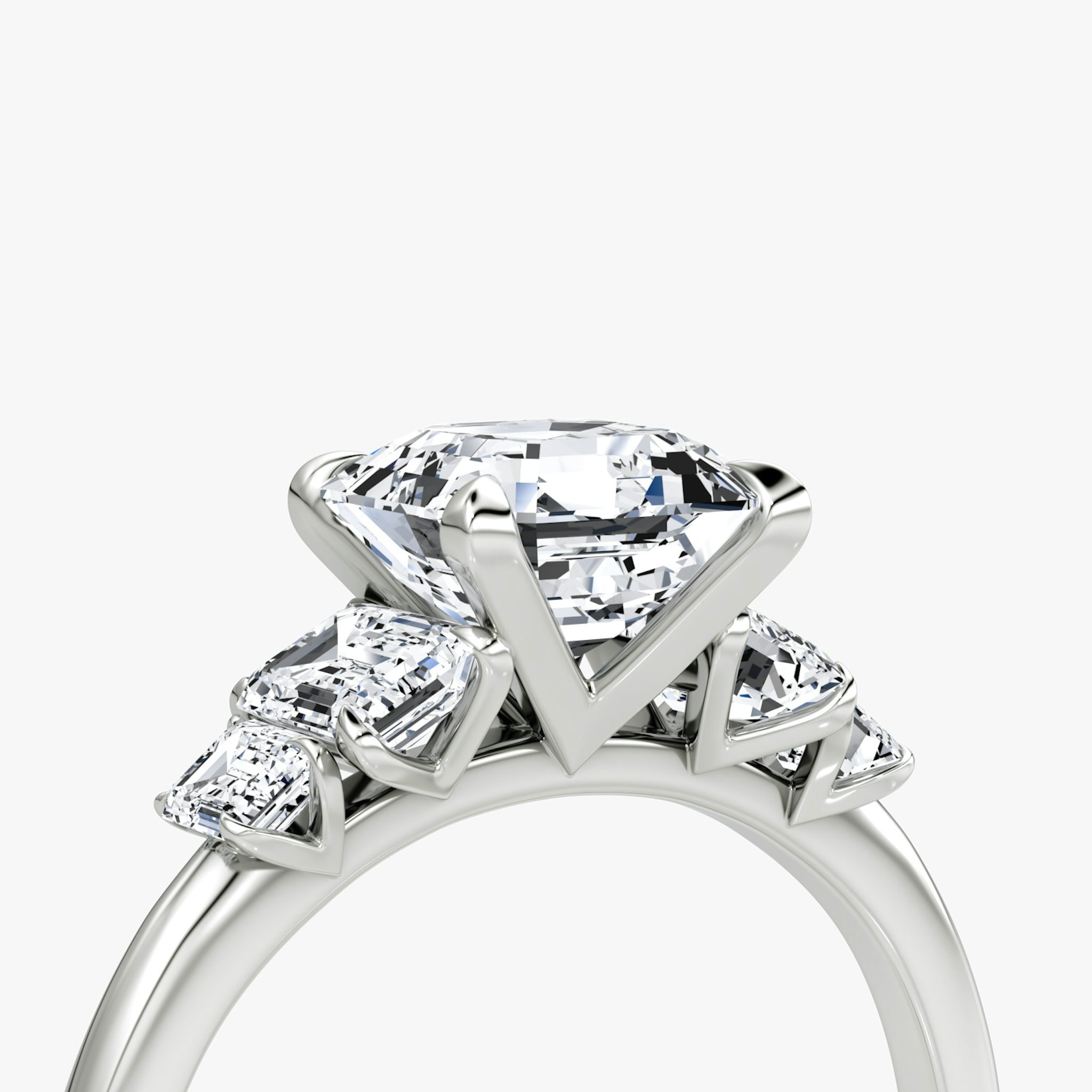 The Statement Five Stone | Asscher | 18k | White Gold | bandAccent: Plain | diamondOrientation: vertical | caratWeight: other