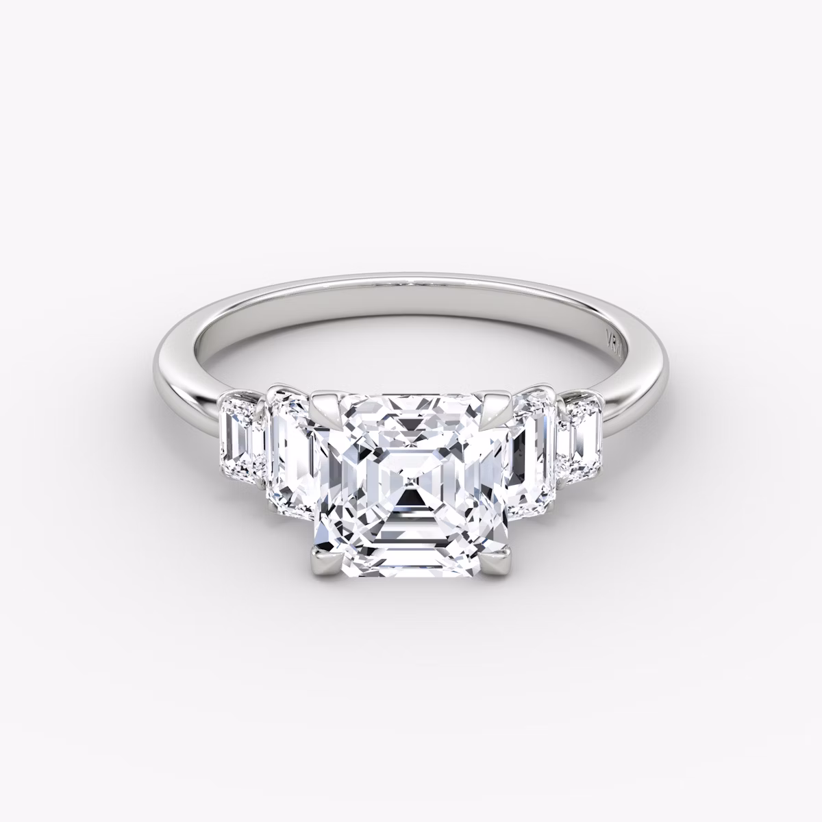 The Statement Five Stone | Asscher | 18k | White Gold | bandAccent: Plain | diamondOrientation: vertical | caratWeight: other