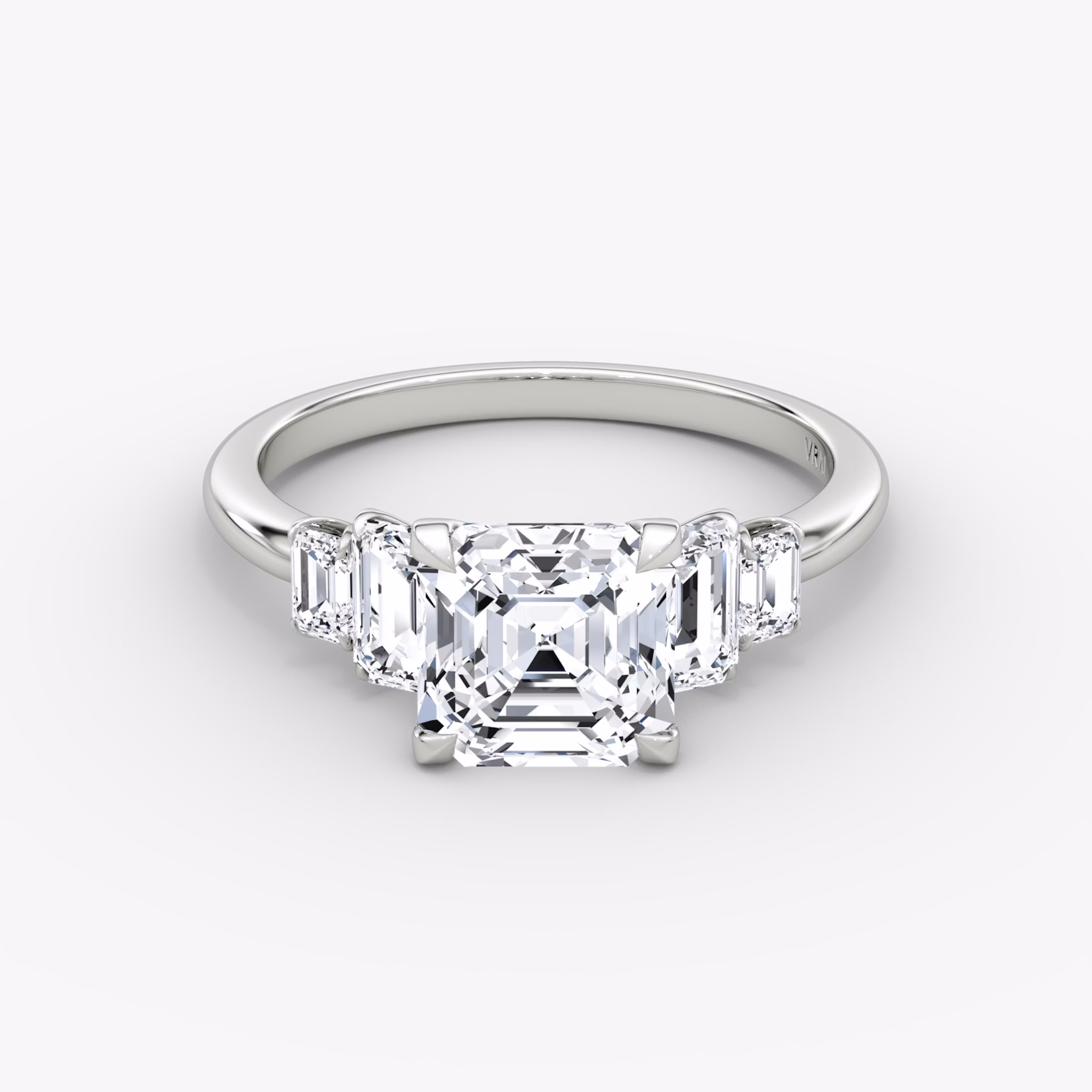 The Statement Five Stone | Asscher | 18k | White Gold | bandAccent: Plain | diamondOrientation: vertical | caratWeight: other