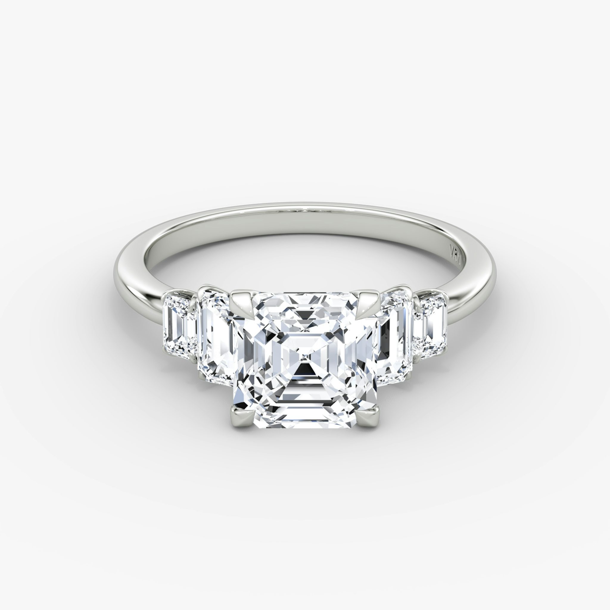 The Statement Five Stone | Asscher | 18k | White Gold | bandAccent: Plain | diamondOrientation: vertical | caratWeight: other