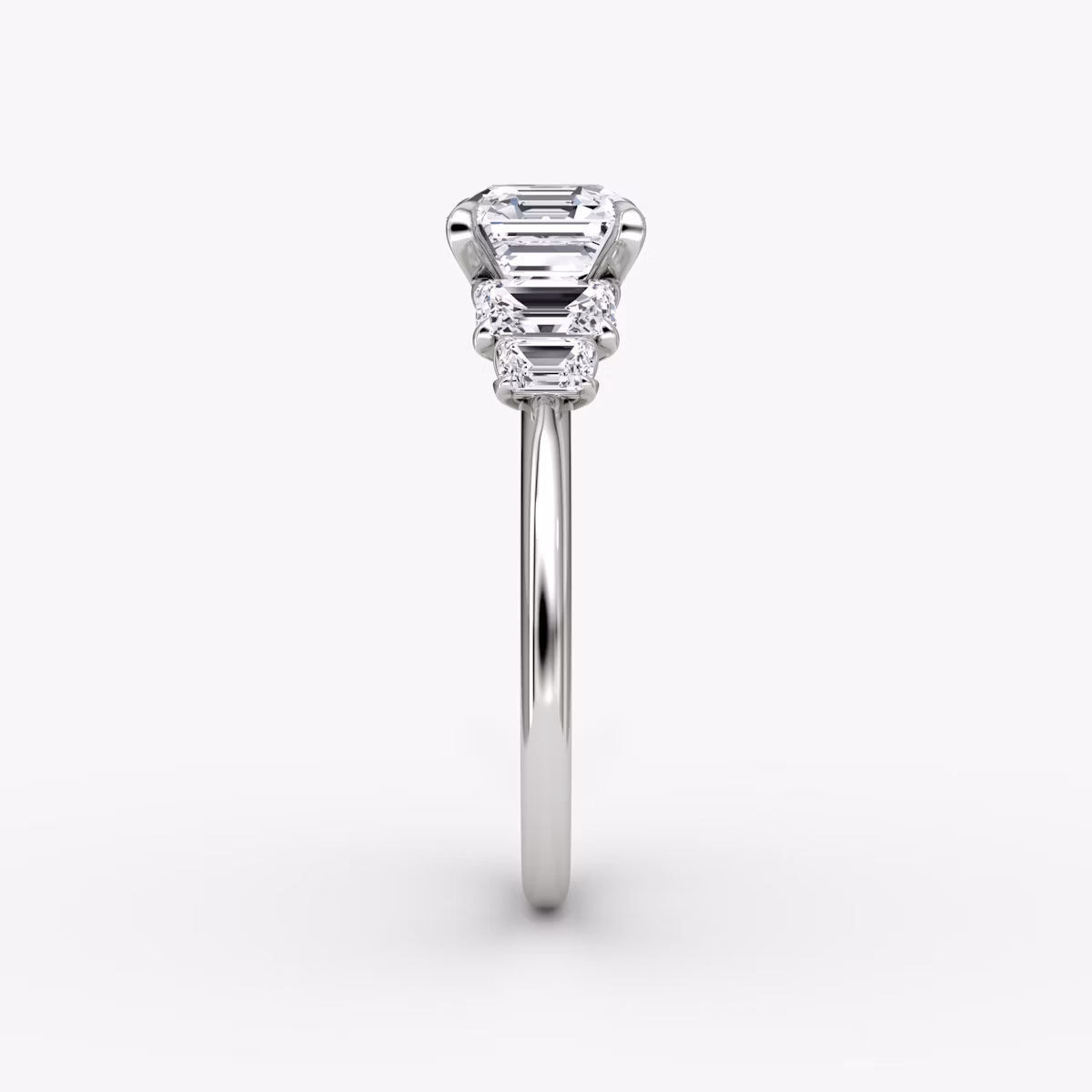 The Statement Five Stone | Asscher | 18k | White Gold | bandAccent: Plain | diamondOrientation: vertical | caratWeight: other