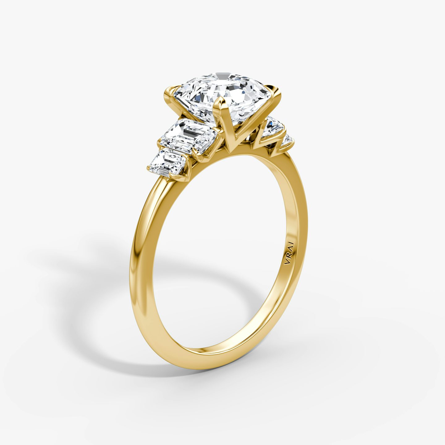 The Statement Five Stone | Asscher | 18k | Yellow Gold | bandAccent: Plain | diamondOrientation: vertical | caratWeight: other
