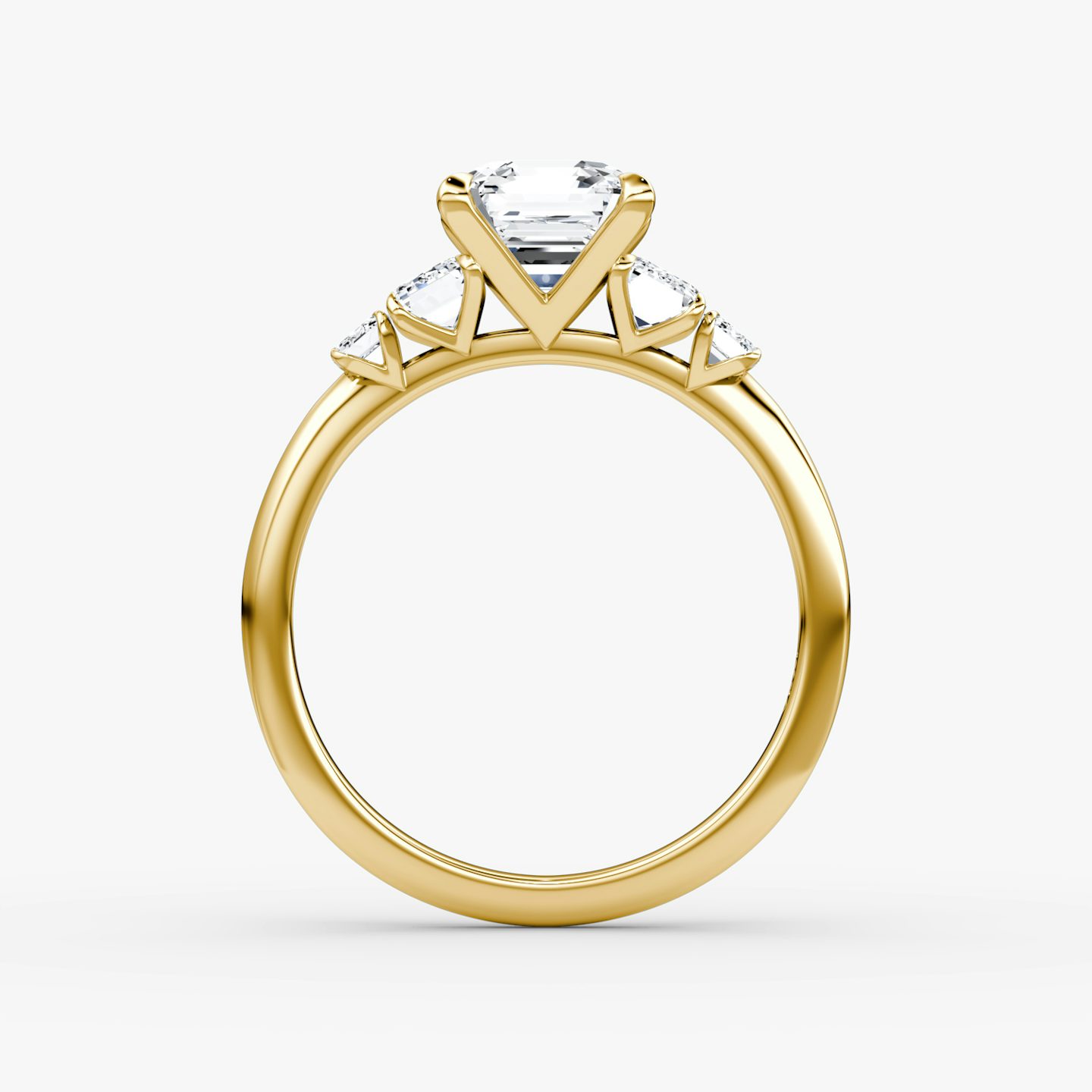 The Statement Five Stone | Asscher | 18k | Yellow Gold | bandAccent: Plain | diamondOrientation: vertical | caratWeight: other