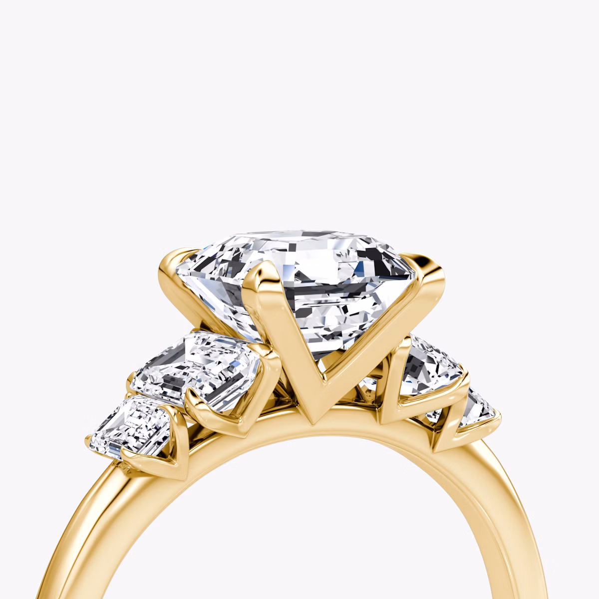 The Statement Five Stone | Asscher | 18k | Yellow Gold | bandAccent: Plain | diamondOrientation: vertical | caratWeight: other