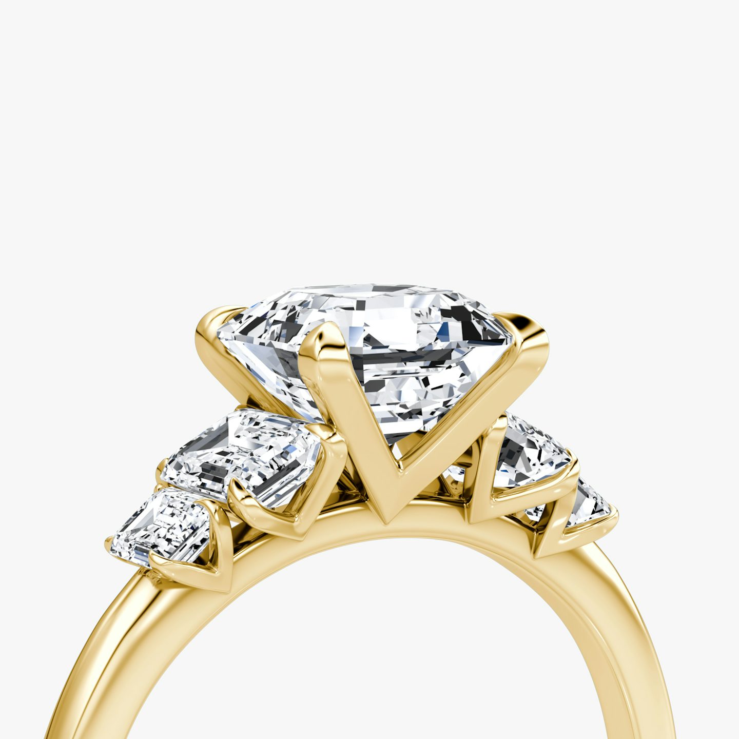 The Statement Five Stone | Asscher | 18k | Yellow Gold | bandAccent: Plain | diamondOrientation: vertical | caratWeight: other