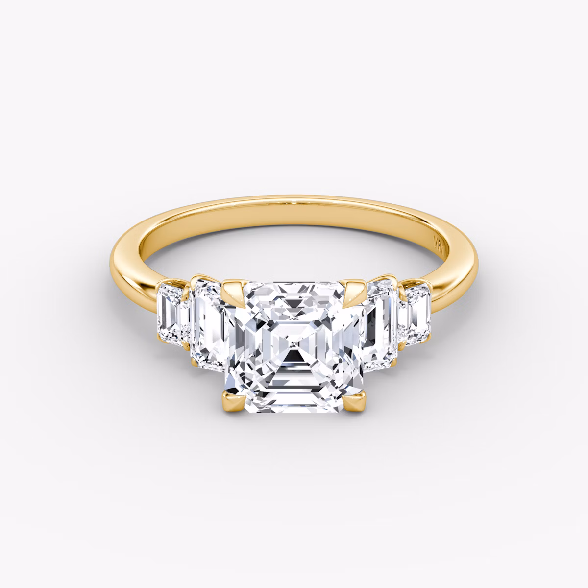 The Statement Five Stone | Asscher | 18k | Yellow Gold | bandAccent: Plain | diamondOrientation: vertical | caratWeight: other