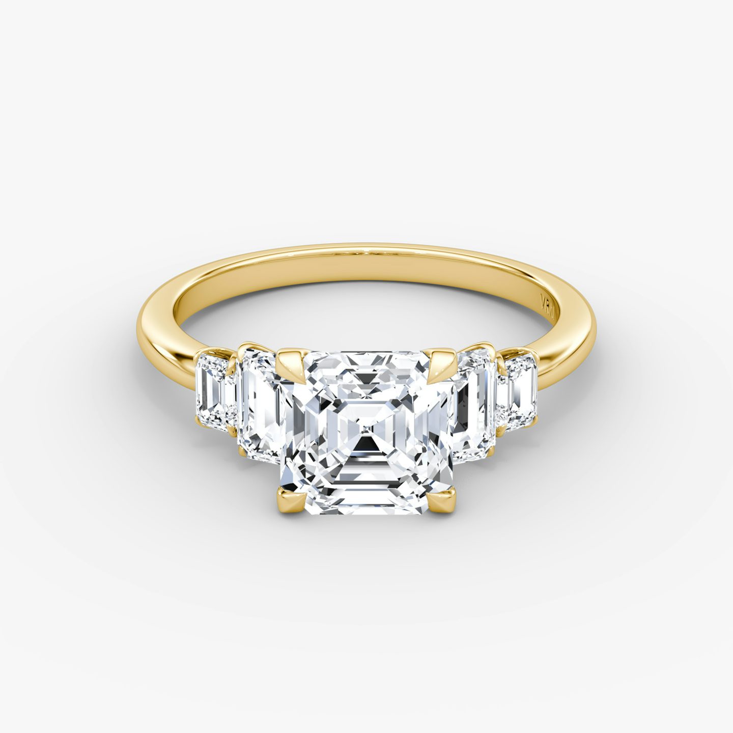 The Statement Five Stone | Asscher | 18k | Yellow Gold | bandAccent: Plain | diamondOrientation: vertical | caratWeight: other