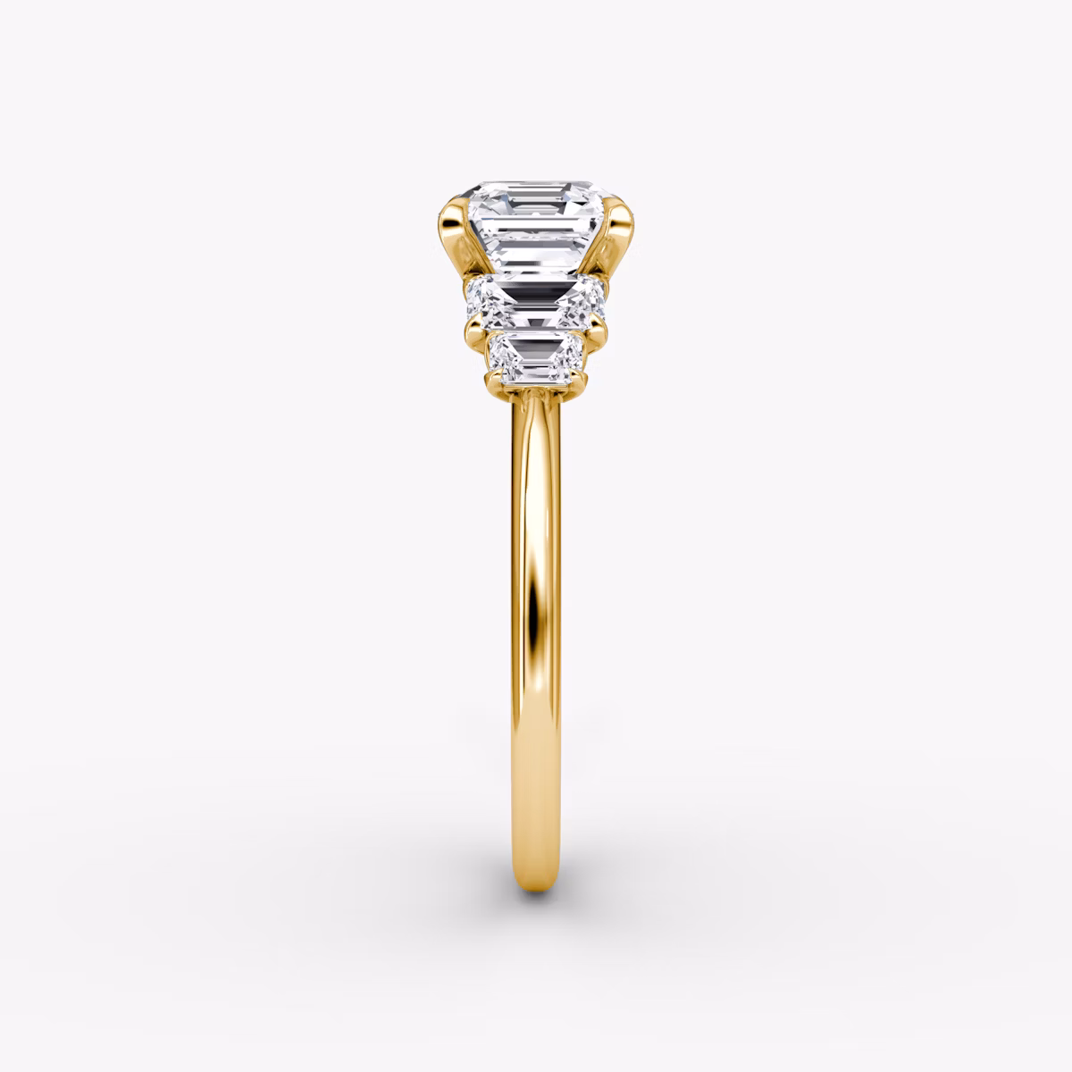 The Statement Five Stone | Asscher | 18k | Yellow Gold | bandAccent: Plain | diamondOrientation: vertical | caratWeight: other
