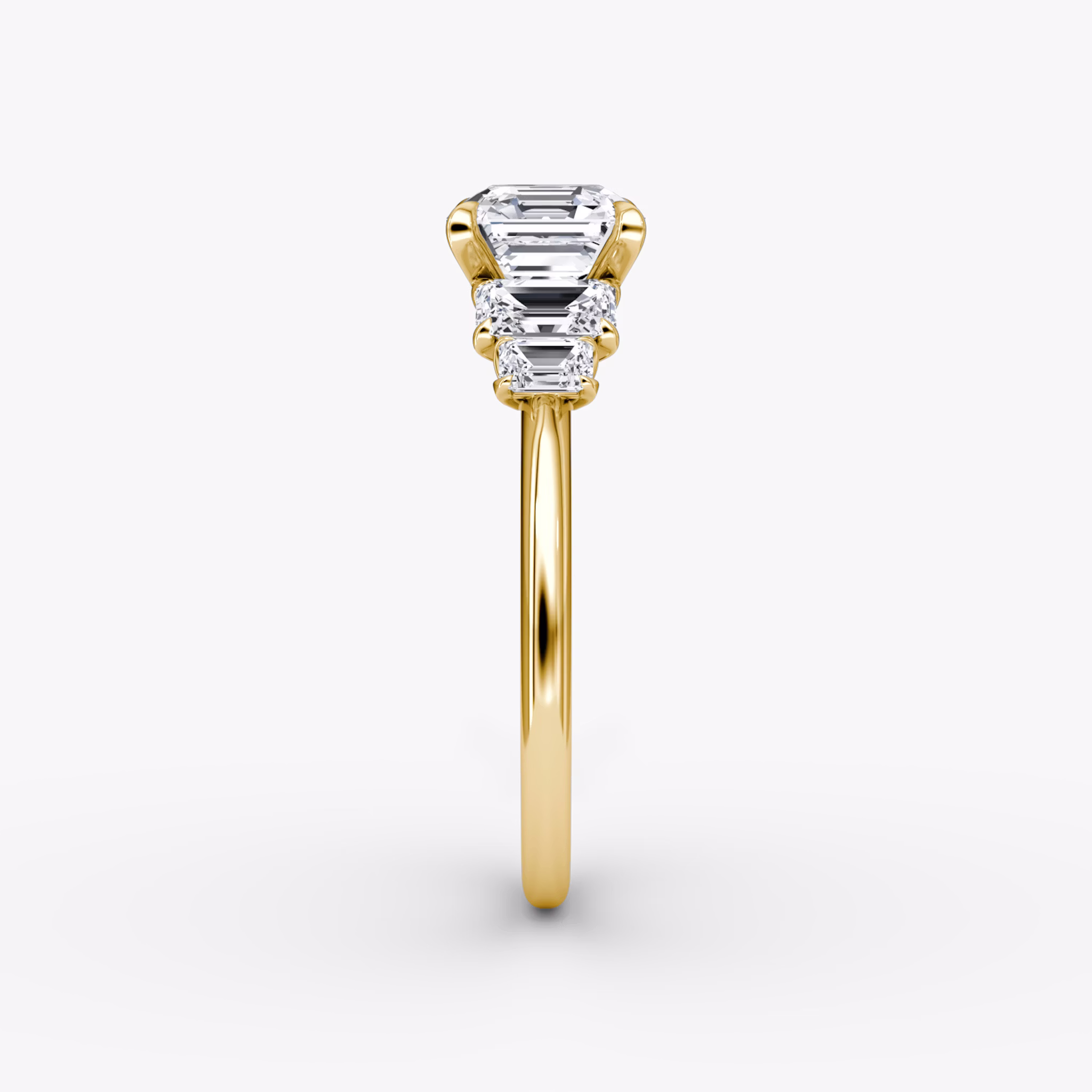 The Statement Five Stone | Asscher | 18k | Yellow Gold | bandAccent: Plain | diamondOrientation: vertical | caratWeight: other