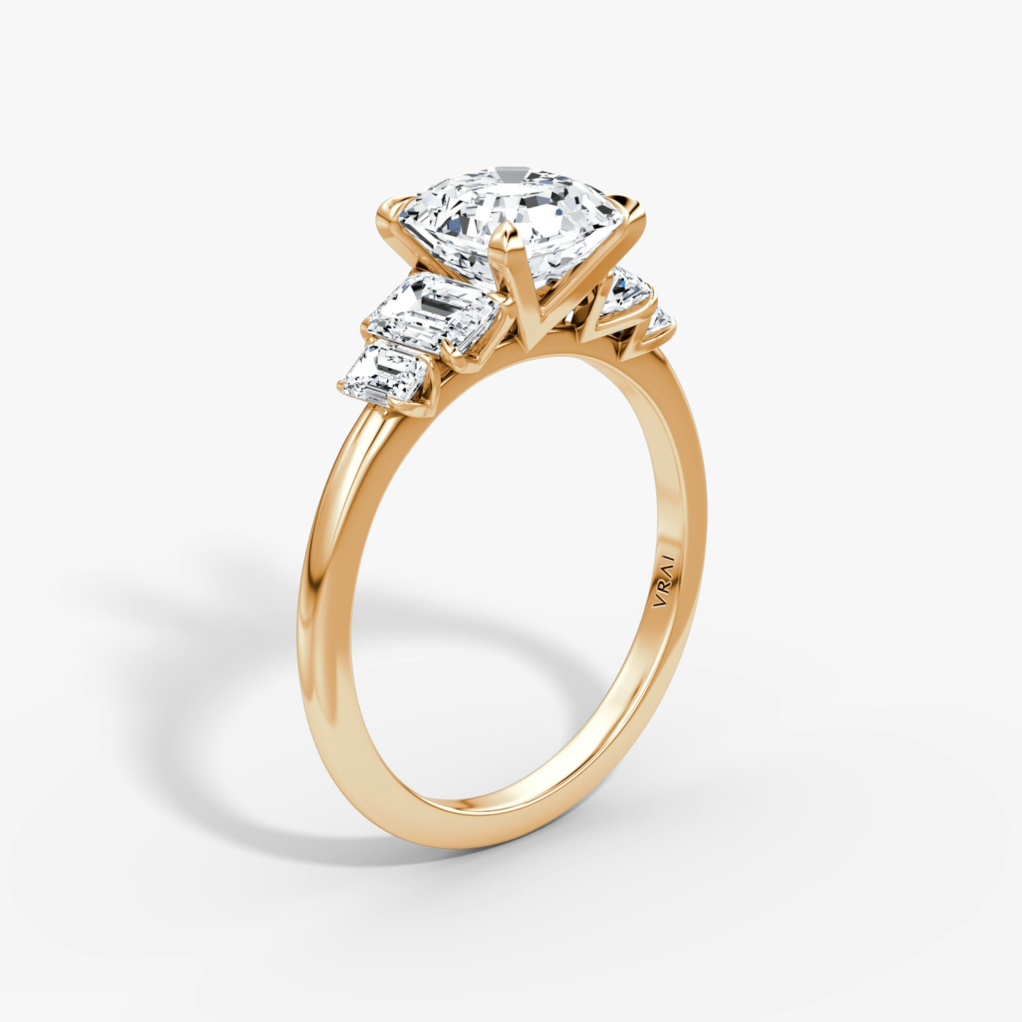 The Statement Five Stone | Asscher | 14k | Rose Gold | bandAccent: Plain | diamondOrientation: vertical | caratWeight: other