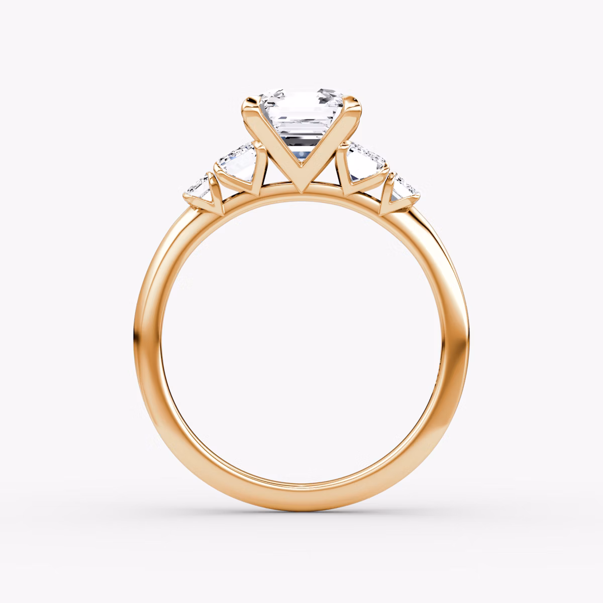 The Statement Five Stone | Asscher | 14k | Rose Gold | bandAccent: Plain | diamondOrientation: vertical | caratWeight: other