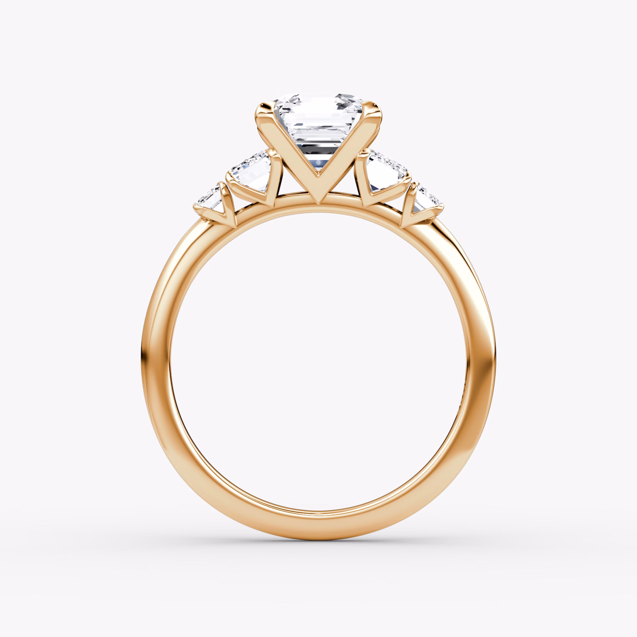 The Statement Five Stone | Asscher | 14k | Rose Gold | bandAccent: Plain | diamondOrientation: vertical | caratWeight: other