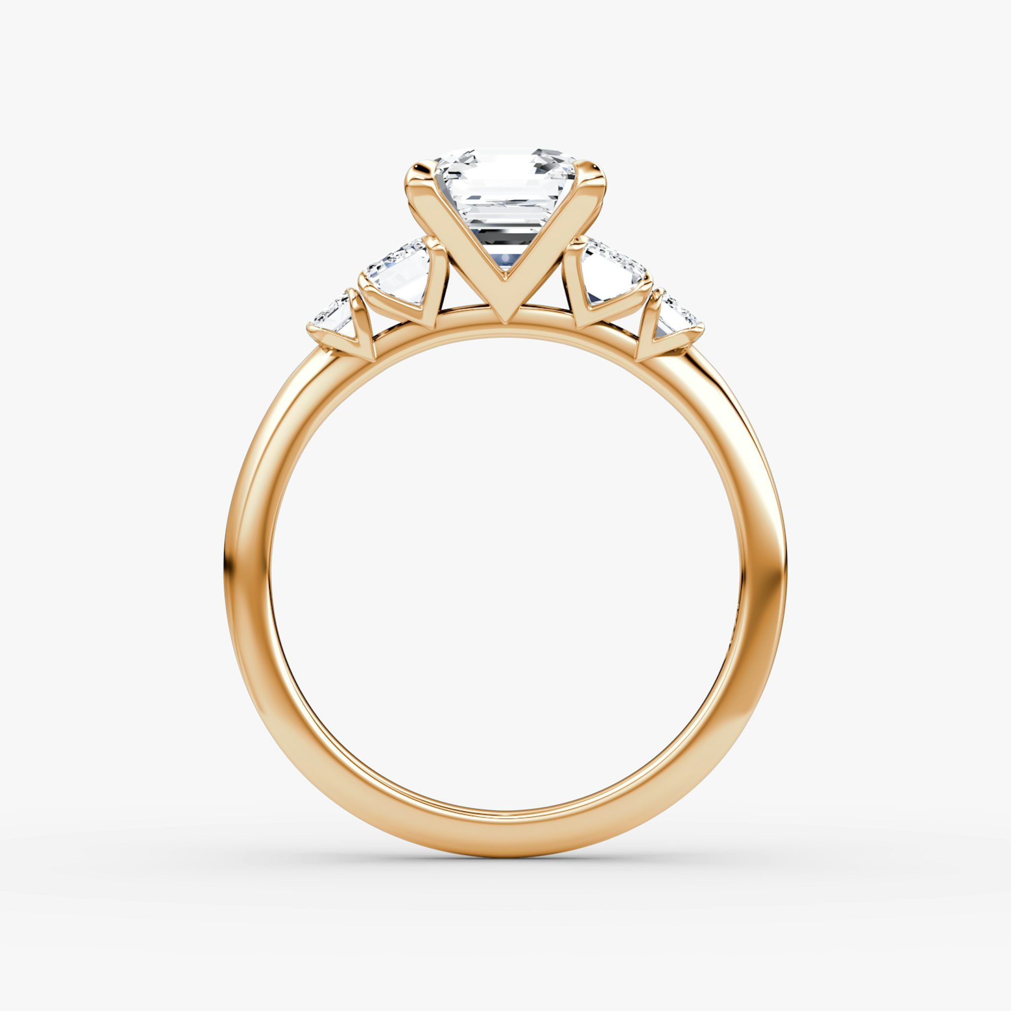 The Statement Five Stone | Asscher | 14k | Rose Gold | bandAccent: Plain | diamondOrientation: vertical | caratWeight: other