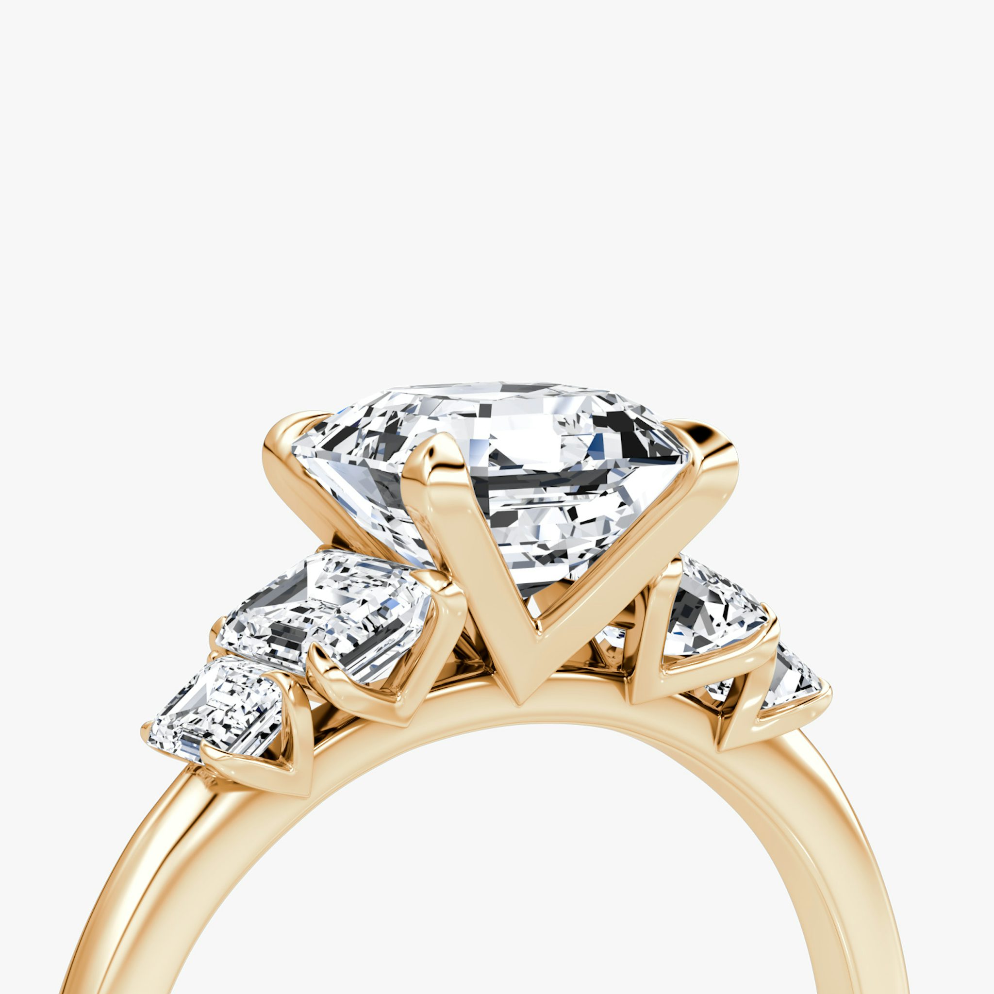 The Statement Five Stone | Asscher | 14k | Rose Gold | bandAccent: Plain | diamondOrientation: vertical | caratWeight: other