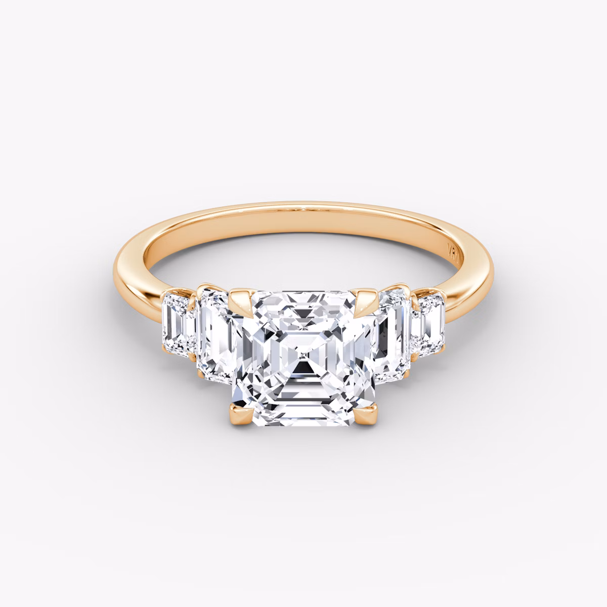 The Statement Five Stone | Asscher | 14k | Rose Gold | bandAccent: Plain | diamondOrientation: vertical | caratWeight: other