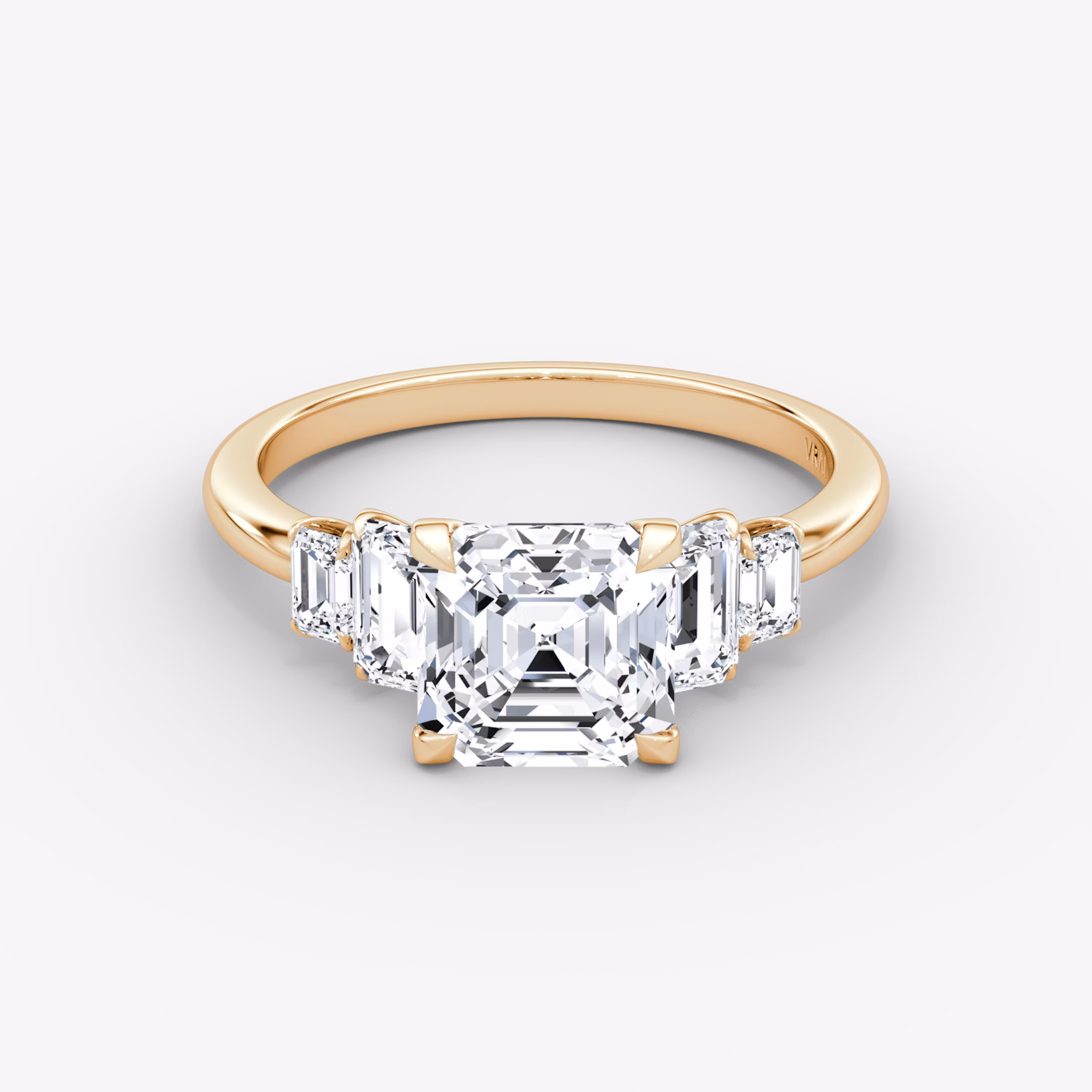 The Statement Five Stone | Asscher | 14k | Rose Gold | bandAccent: Plain | diamondOrientation: vertical | caratWeight: other