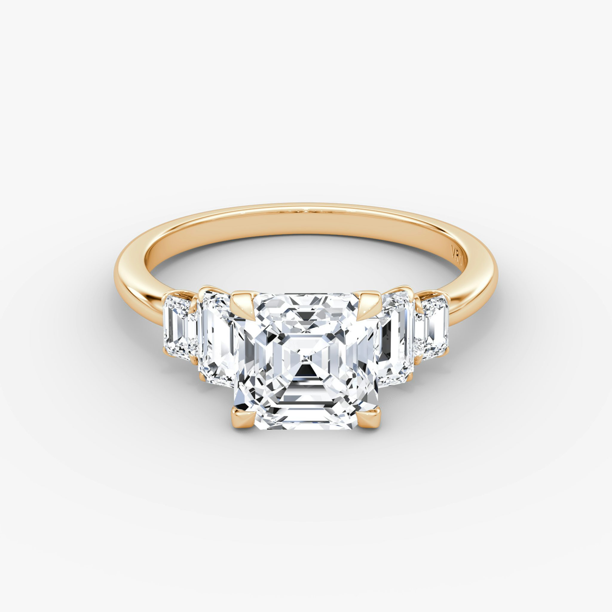 The Statement Five Stone | Asscher | 14k | Rose Gold | bandAccent: Plain | diamondOrientation: vertical | caratWeight: other