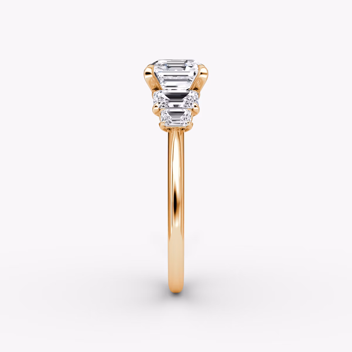 The Statement Five Stone | Asscher | 14k | Rose Gold | bandAccent: Plain | diamondOrientation: vertical | caratWeight: other