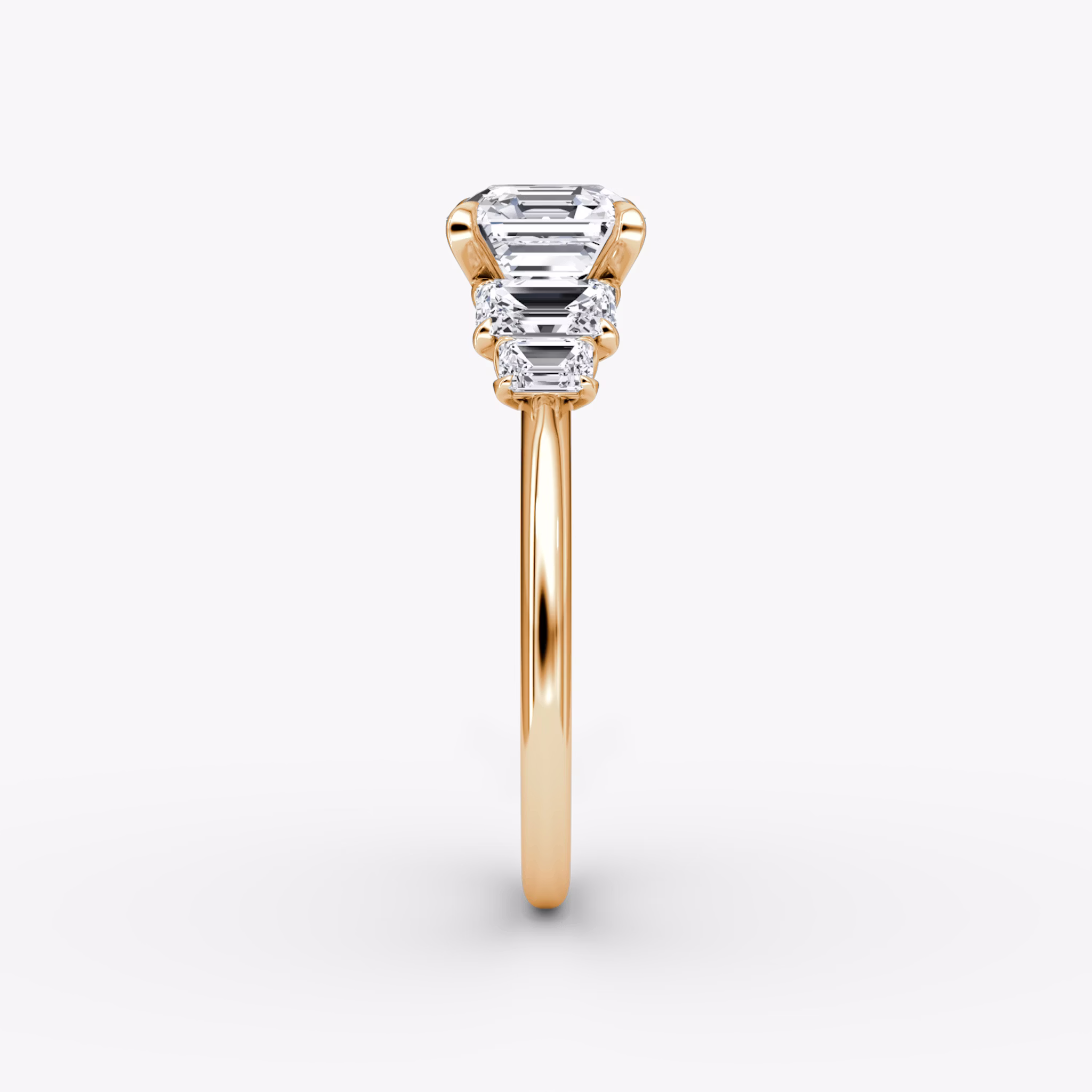 The Statement Five Stone | Asscher | 14k | Rose Gold | bandAccent: Plain | diamondOrientation: vertical | caratWeight: other