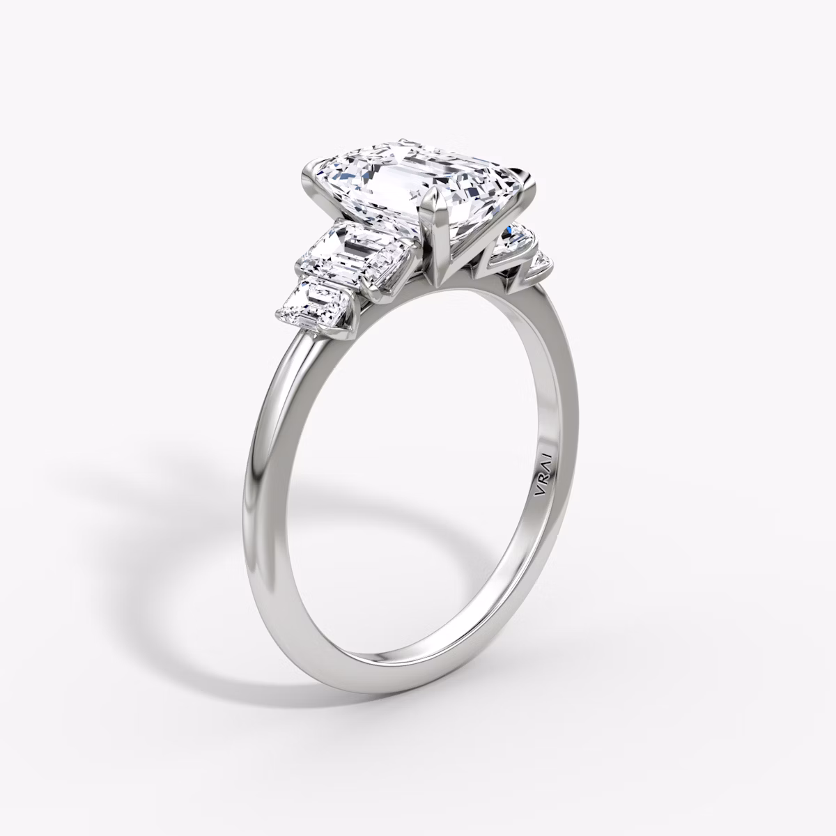 The Statement Five Stone | Emerald | Platinum | bandAccent: Plain | diamondOrientation: vertical | caratWeight: other