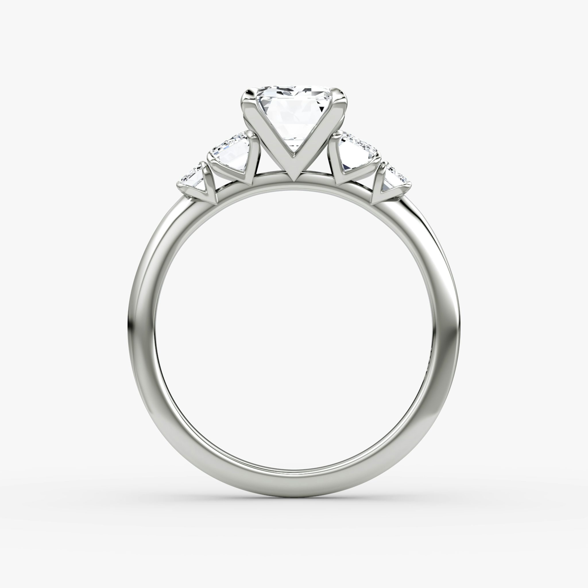 The Statement Five Stone | Emerald | 18k | White Gold | bandAccent: Plain | diamondOrientation: vertical | caratWeight: other