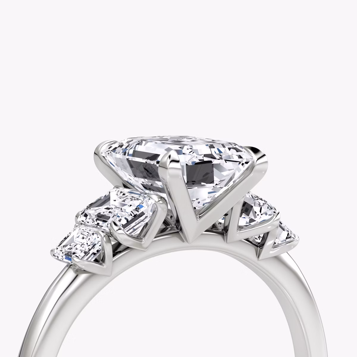 The Statement Five Stone | Emerald | Platinum | bandAccent: Plain | diamondOrientation: vertical | caratWeight: other