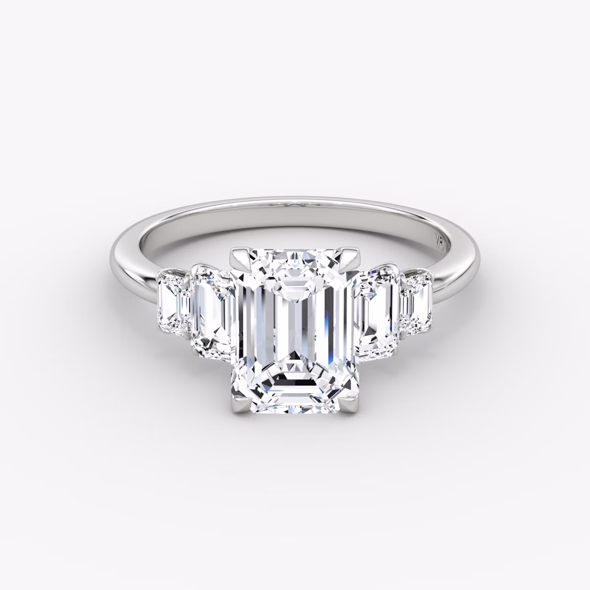 The Statement Five Stone | Emerald | Platinum | bandAccent: Plain | diamondOrientation: vertical | caratWeight: other